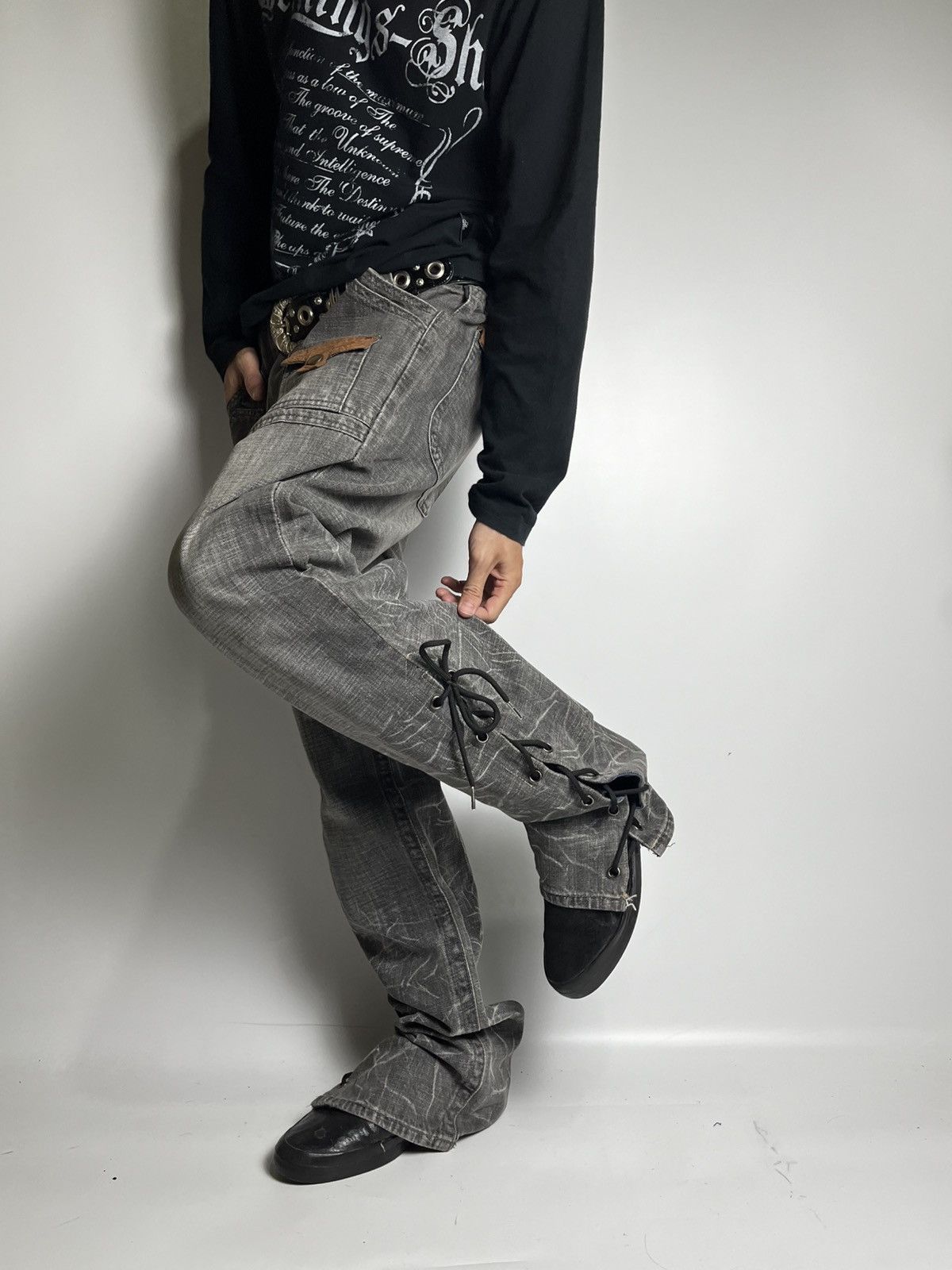 If Six Was Nine × Japanese Brand × Le Grande Bleu (L.G.B.) Lace up solberry pant vkei style japanese brand Size US 32 / EU 48 - 14 Thumbnail