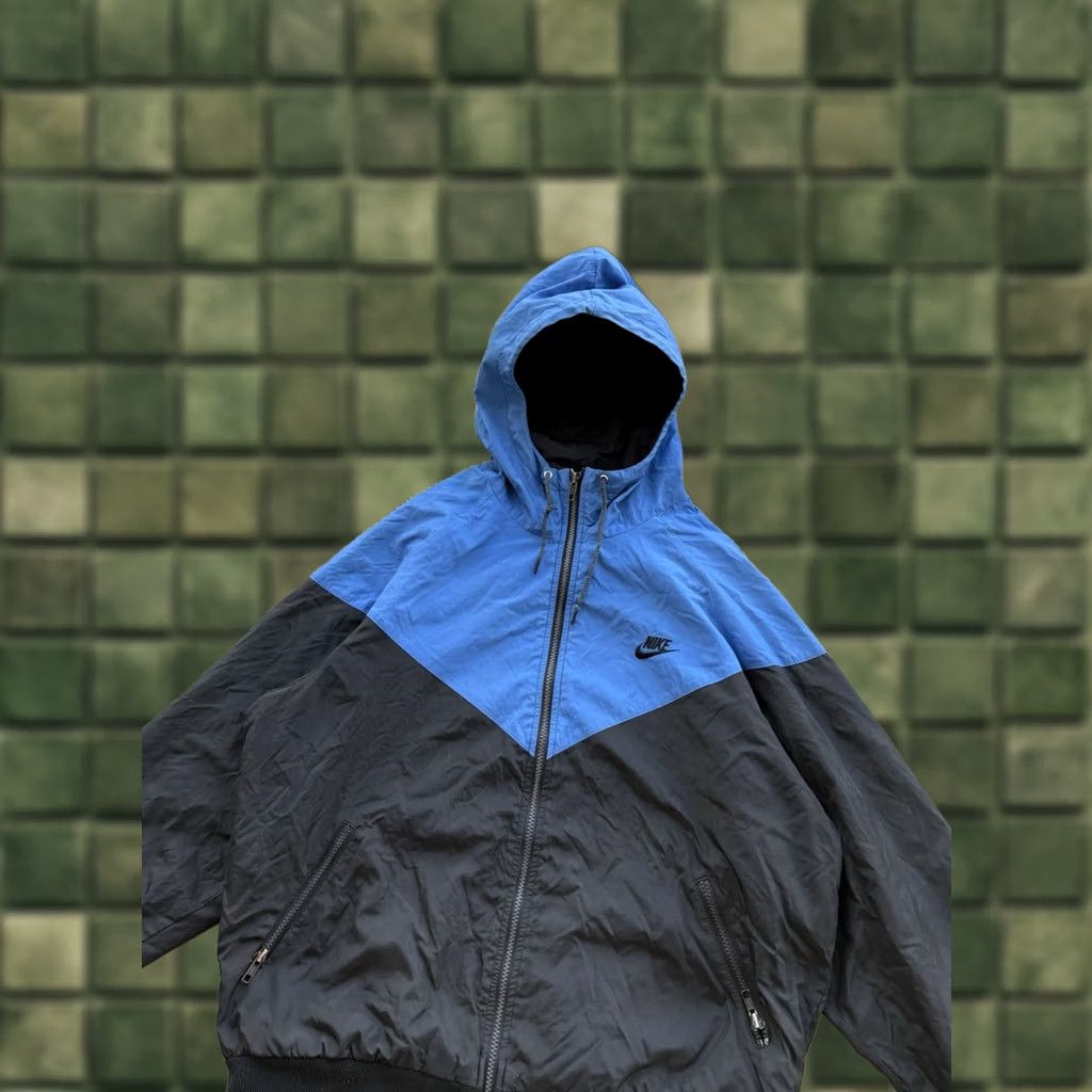 Nike VINTAGE NIKE JACKET 80s Y2K NYLON DISTRESSED FADED BLUE-BLACK Sz L Size US L / EU 52-54 / 3 - 1 Thumbnail
