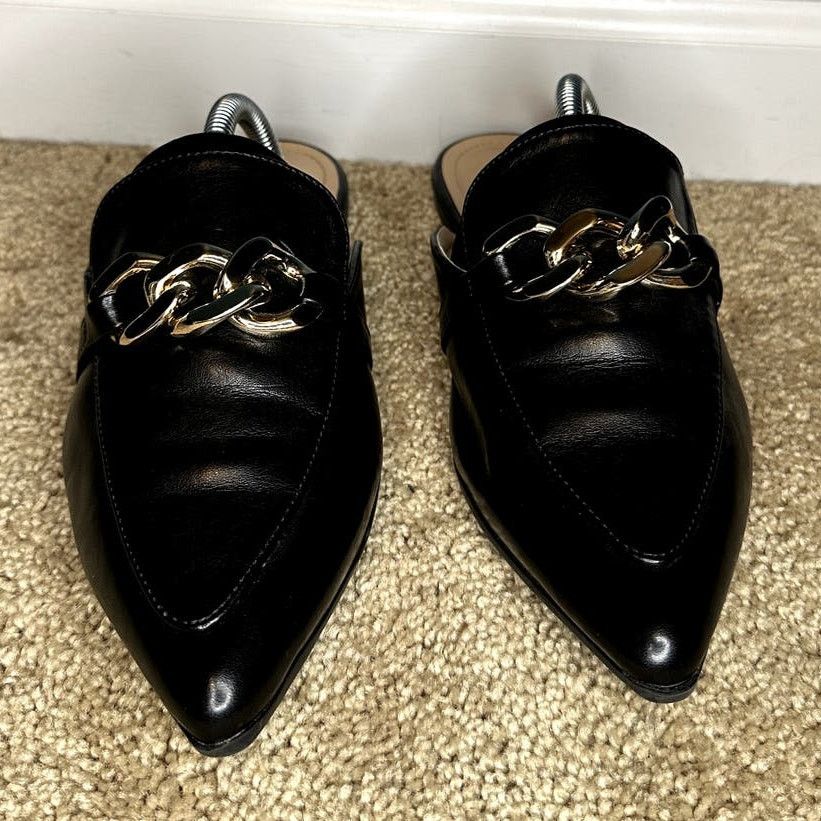Other Bison Spirit Slip On Pointed Toe Flats Loafer Mules Black 7 Size US 7 / IT 37 - 4 Thumbnail