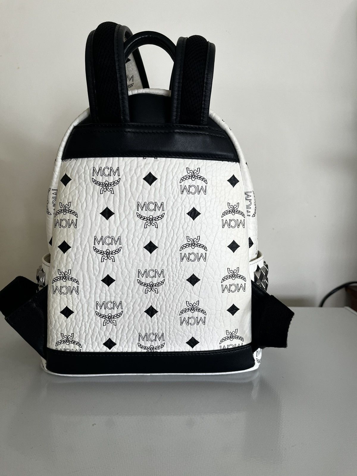 MCM Authentic MCM Stark Visetos Studs Small Backpack | White Size ONE SIZE - 5 Thumbnail