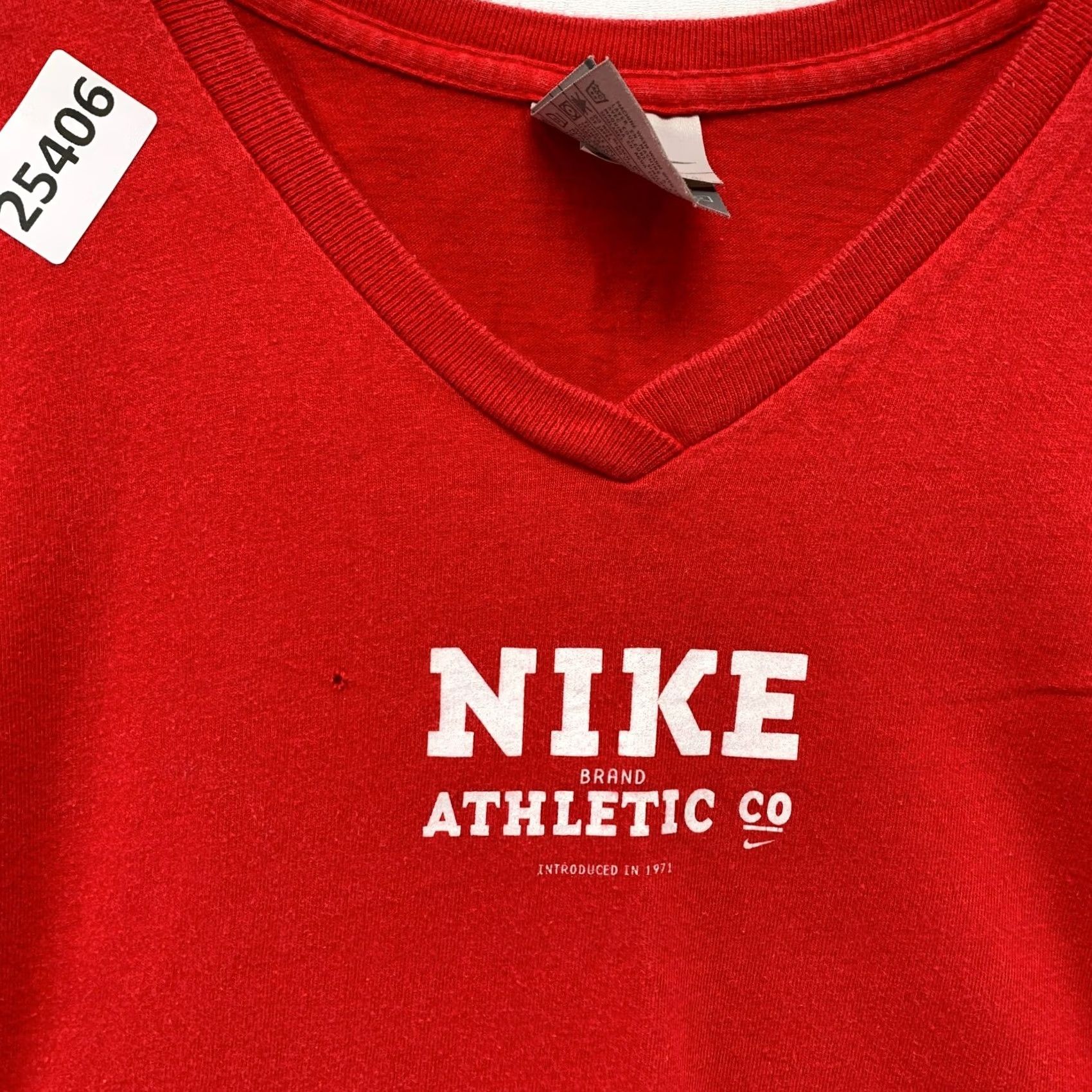 Nike VINTAGE Nike Shirt Red V Neck White Spell Out Womens Large 22.5x24.5 Size L / US 10 / IT 46 - 6 Thumbnail