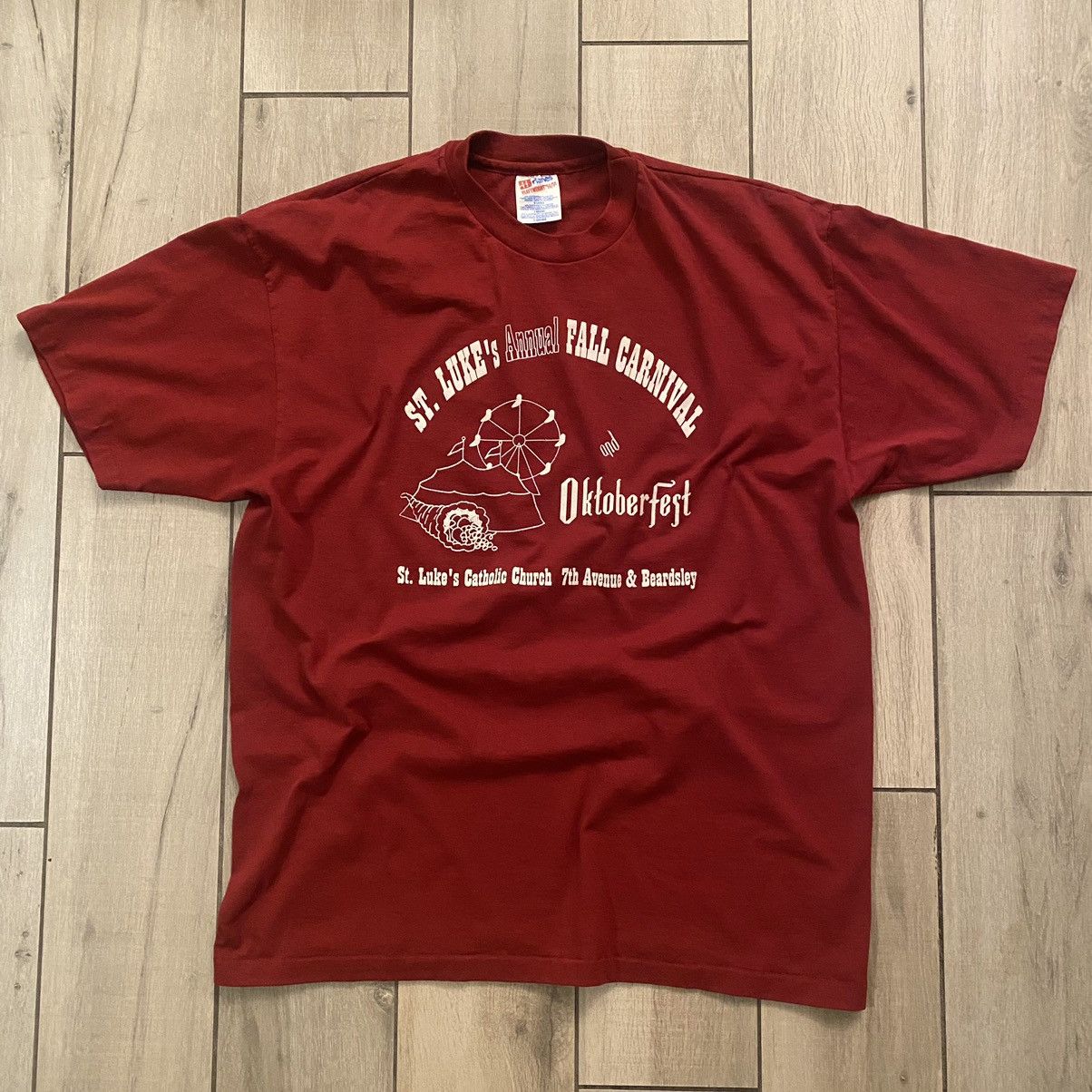 Harley Davidson × Nike × Stussy Vintage 90s Red Oktoberfest Single Stitch Graphic Tee XL Size US XL / EU 56 / 4 - 1 Thumbnail