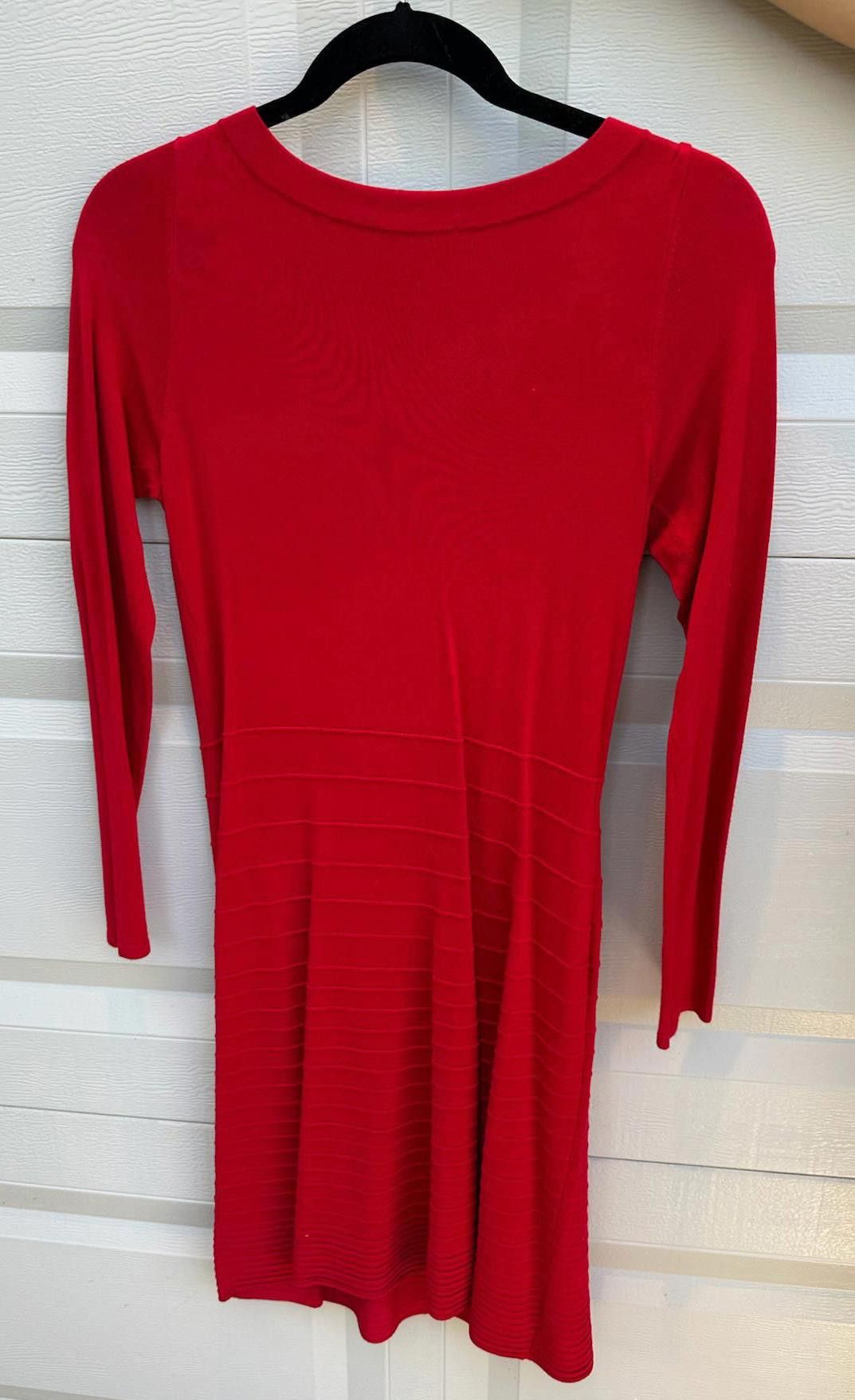 Designer INC International Concepts Red Long Sleeve Dress - Size M Size M / US 6-8 / IT 42-44 - 2 Thumbnail