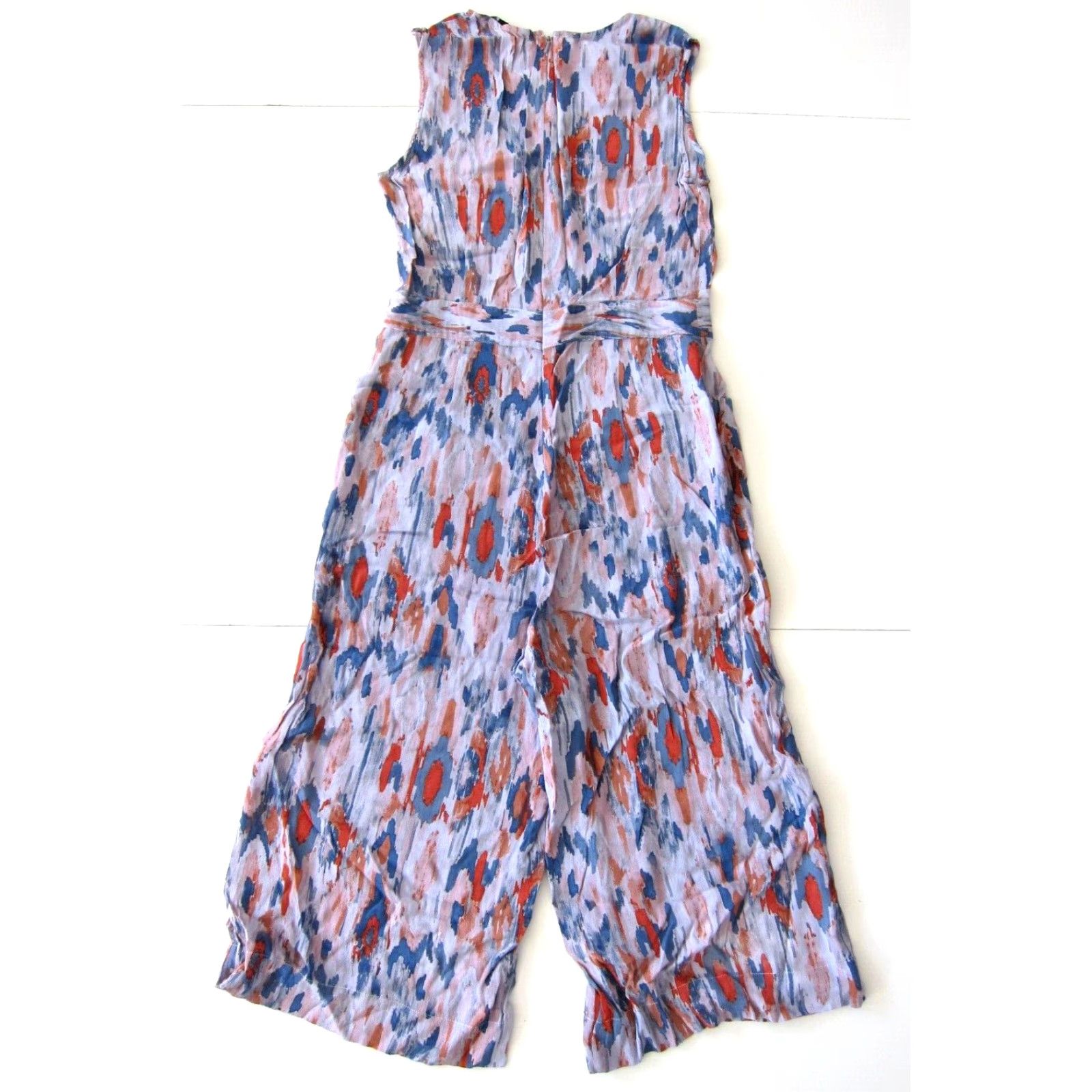Pinko Eva Longoria Jumpsuit Romper 100% Rayon Pink Blue Orange Sleeveless Pocket 8 Womens Size 30" / US 8 / IT 44 - 2 Thumbnail