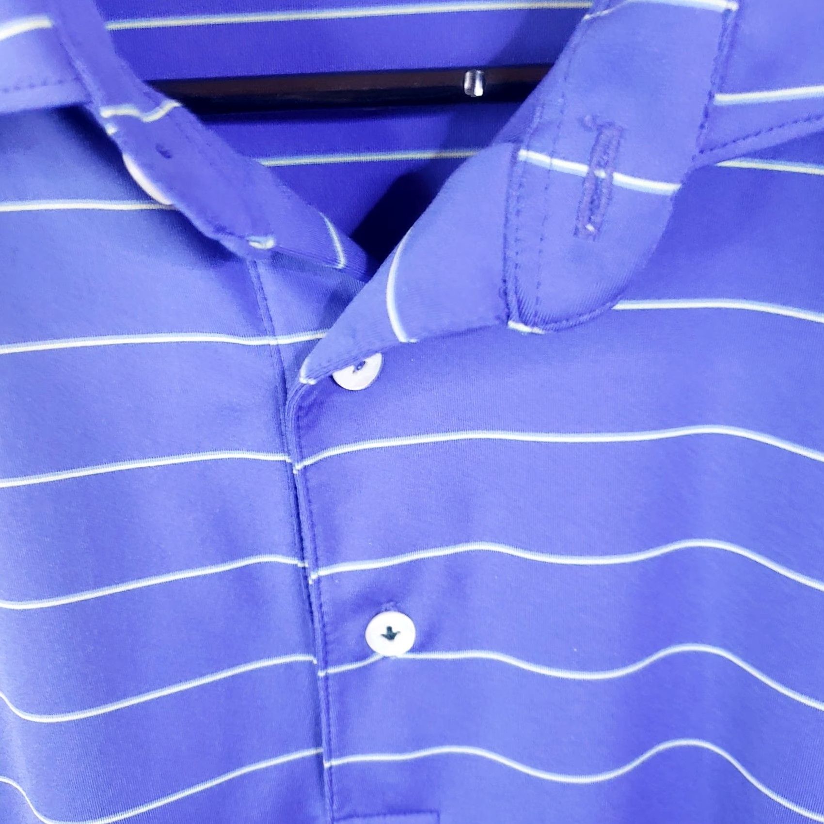 Vintage Turtleson Polo Shirt Mens Large Striped Purple Cobblestone Logo Golf Performance Short Sleeve Size US L / EU 52-54 / 3 - 7 Thumbnail