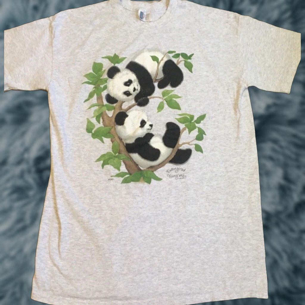 Vintage VINTAGE Panda Bear Sleeping Shirt Unisex Adults One Size Gray 90s 80s Cartoon Animals Funny USA T-Shirt Size US M / EU 48-50 / 2 - 1 Thumbnail