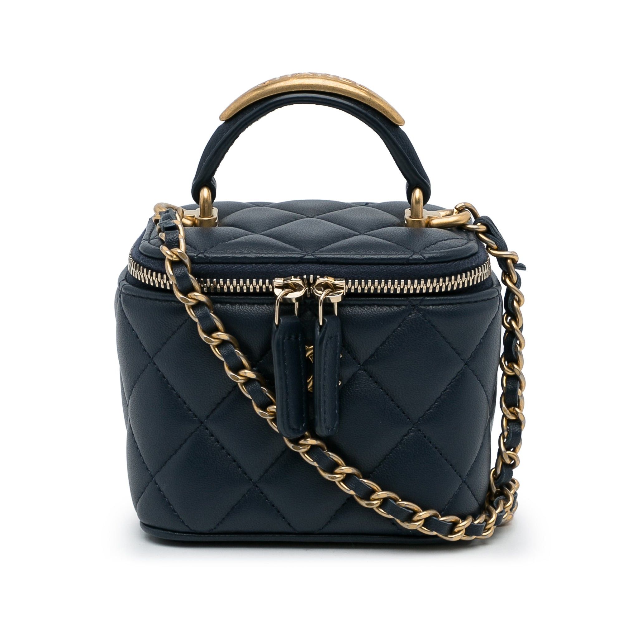 Chanel Chanel Small Lambskin Top Handle Vanity Bag Blue Size ONE SIZE - 1 Thumbnail
