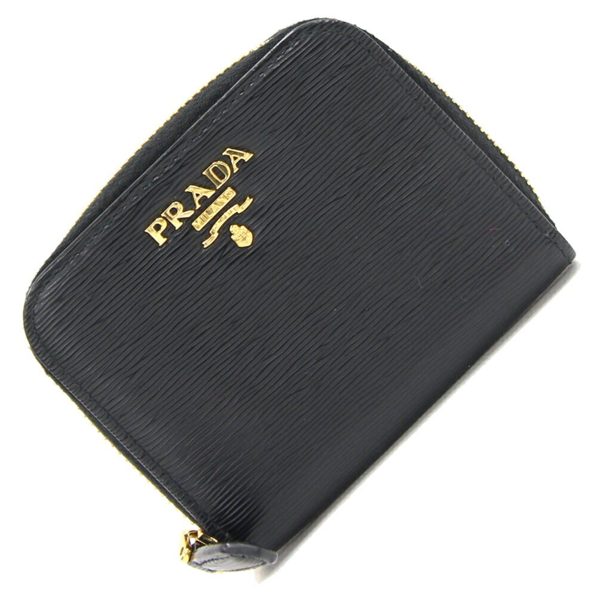 image of Prada Coin Case 1Mm268 Black Leather Wallet Ladies Prada, Women's