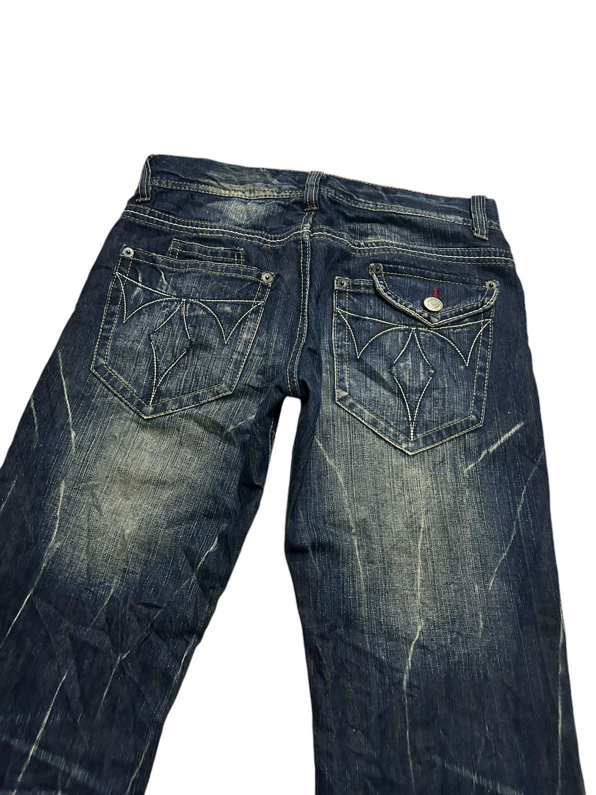 If Six Was Nine × KMRii × Le Grande Bleu (L.G.B.) FLARE THREE STONES THROW JAPANESE PUNK STYLE DENIM ☠️🎌🎌☠️ Size US 31 - 11 Thumbnail