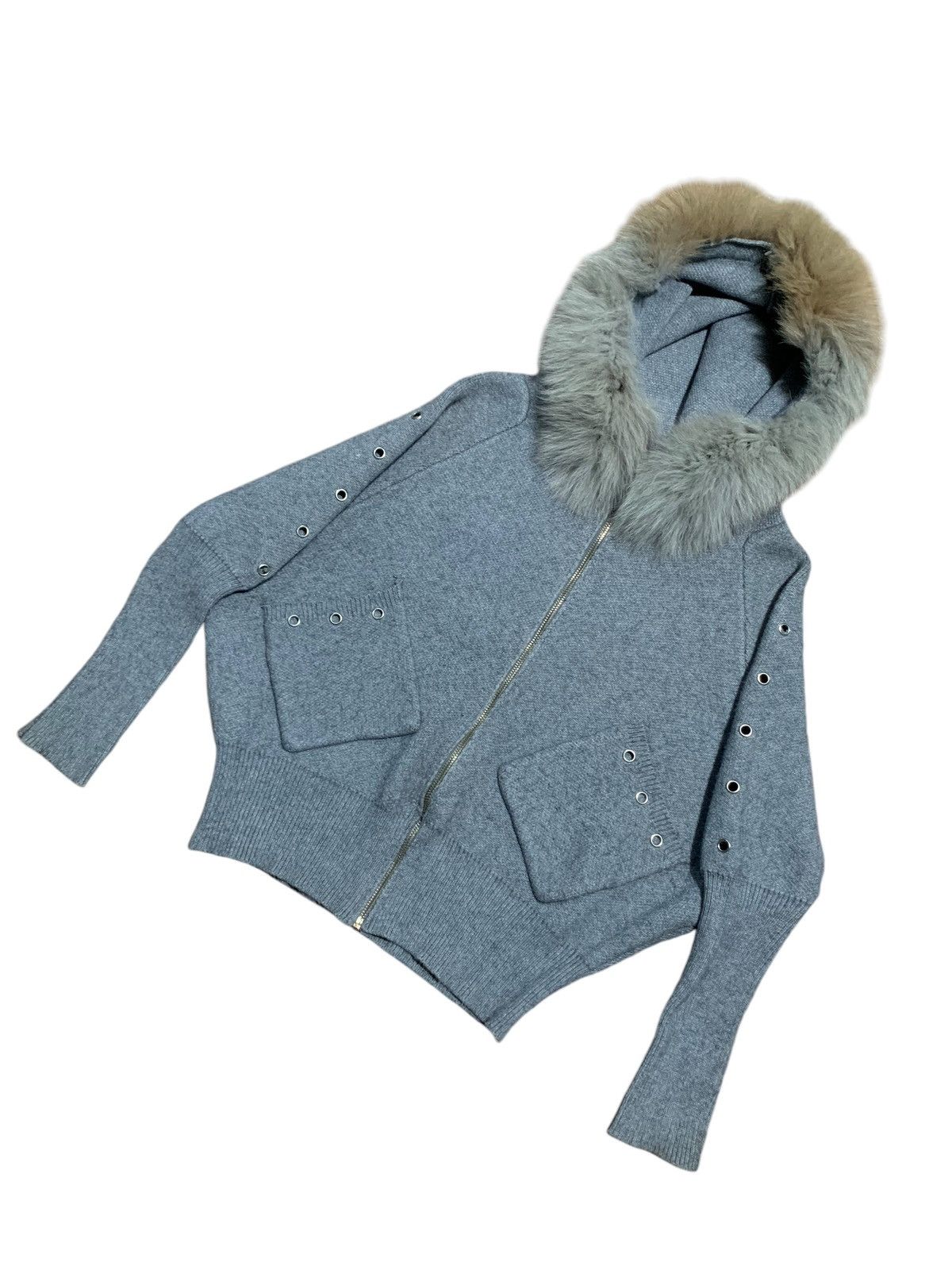 14th Addiction Japanese heavyweight knit eyelet batwing fur hoodie Size US L / EU 52-54 / 3 - 2 Thumbnail