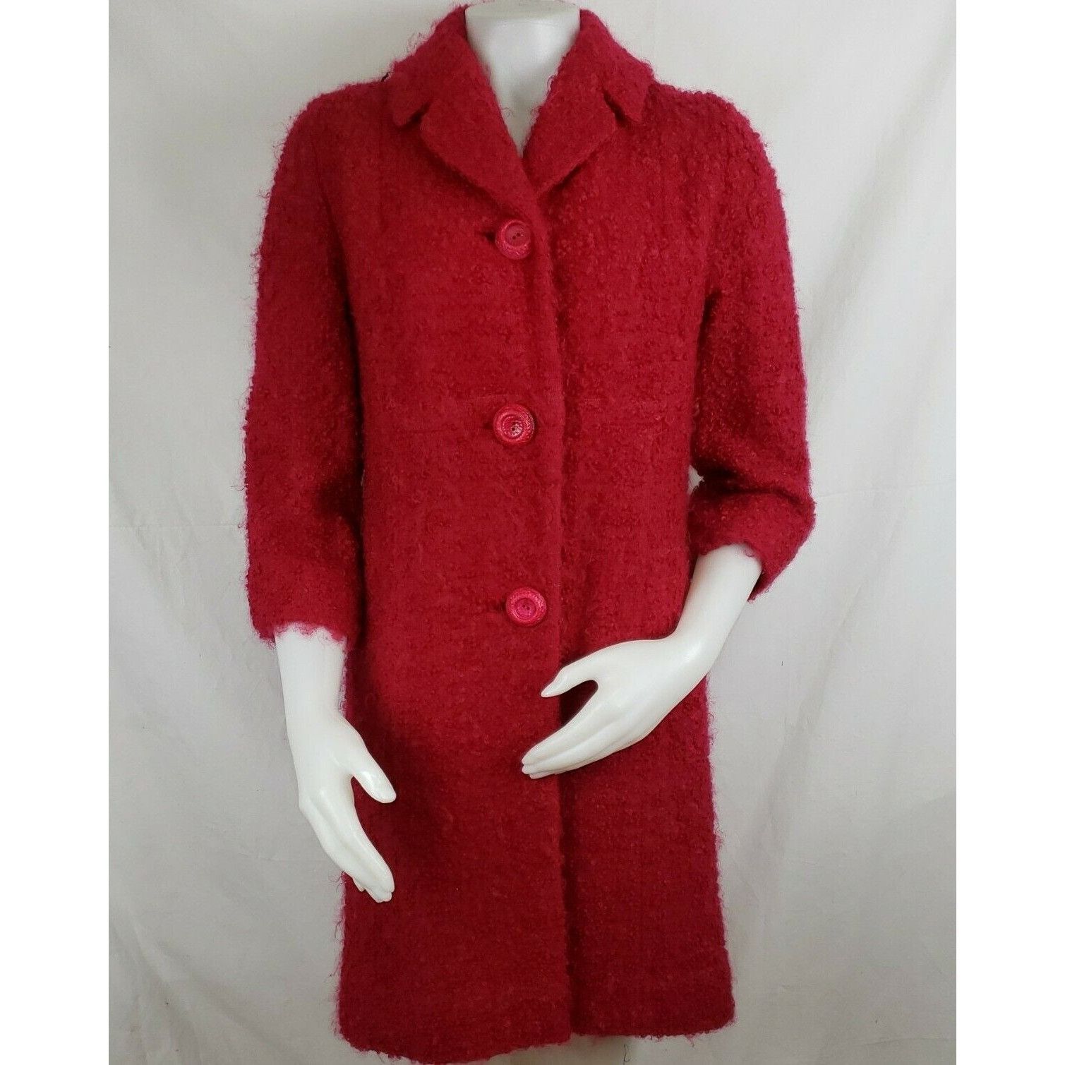 Vintage Vintage Jack Bloom Mohair Wool Boucle Coat Womens S Red Nubb Size S / US 4 / IT 40 - 2 Thumbnail