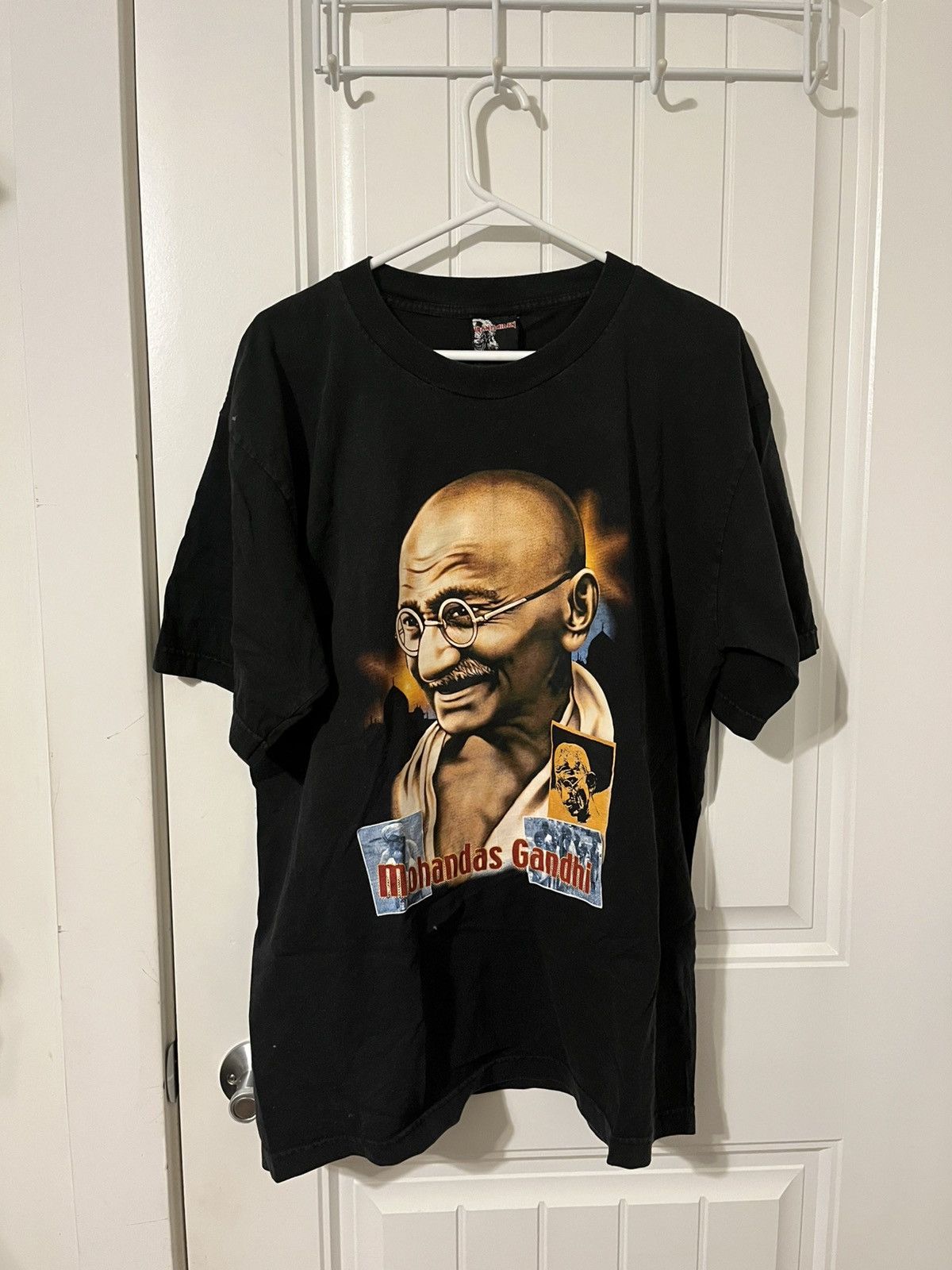 Vintage Vintage Mohandas Gandhi Iron Maiden Tag Black Double Side Size US XL / EU 56 / 4 - 1 Thumbnail