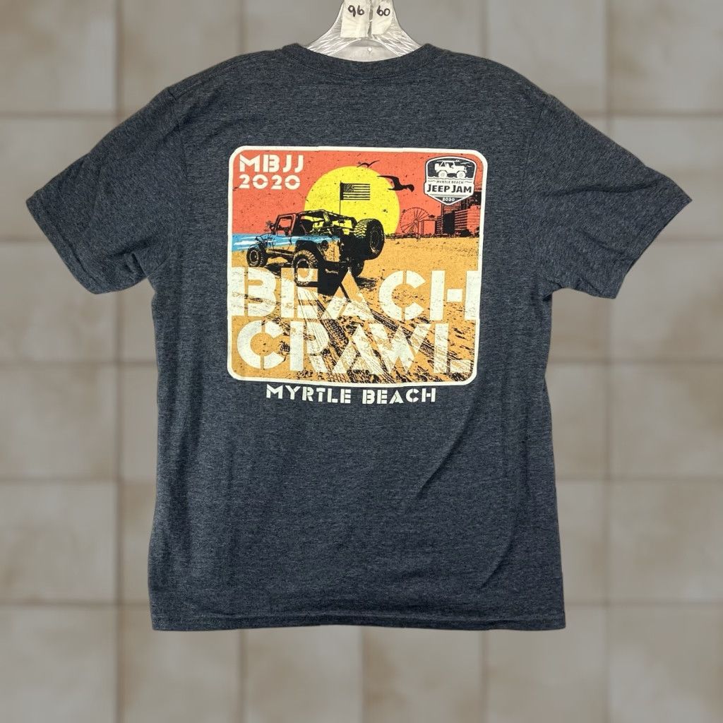 Jeep VINTAGE Jeep T Shirt Mens S Gray Graphic Back Jeep Jam 2020 Limited Edition Beach Cars Mens Size US S / EU 44-46 / 1 - 1 Thumbnail