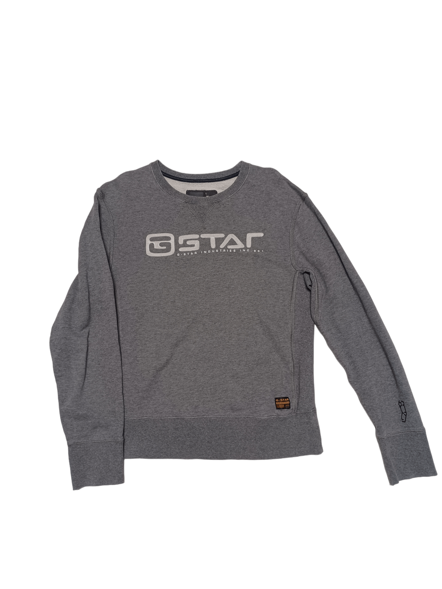 Pre-owned G Star Raw X Gstar G Star Raw Big Embroidered Logo Sweatshirt In Grey