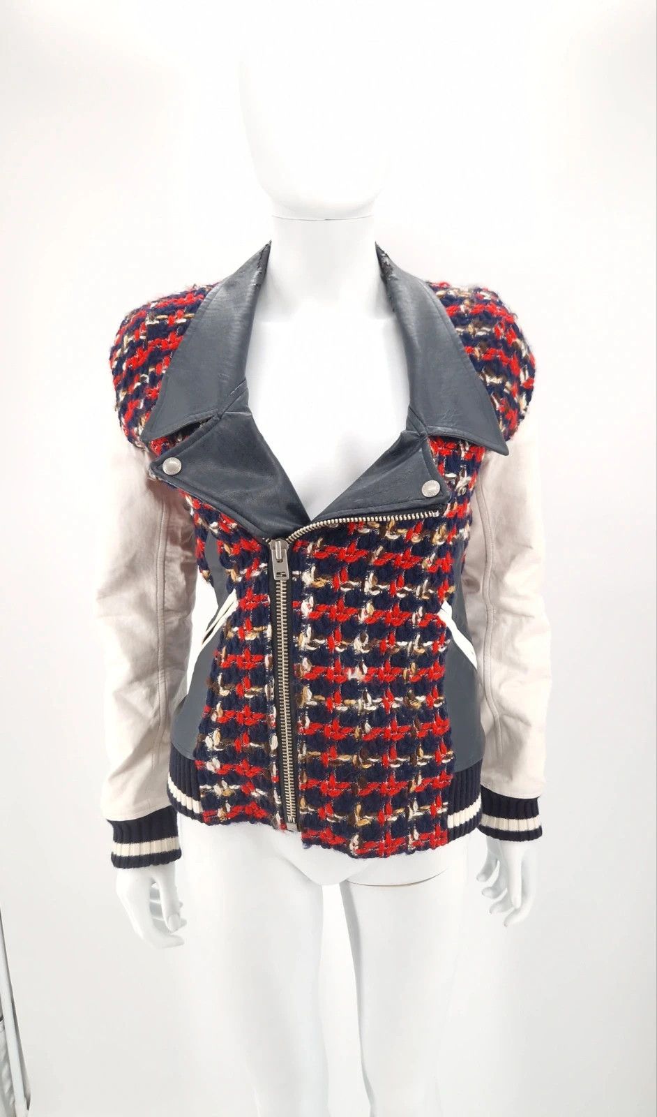 Junya Watanabe Junya Watanabe Tweed & Faux Leather Hybrid Biker Jacket Size M / US 6-8 / IT 42-44 - 4 Thumbnail