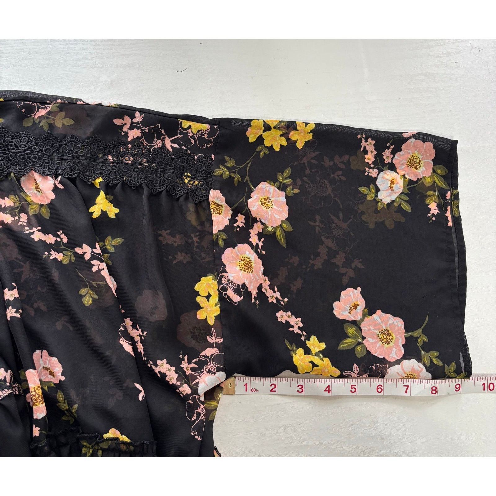 Other C Established 1946 Sheer Black Floral Kimono Overshirt Size L / US 10 / IT 46 - 9 Thumbnail