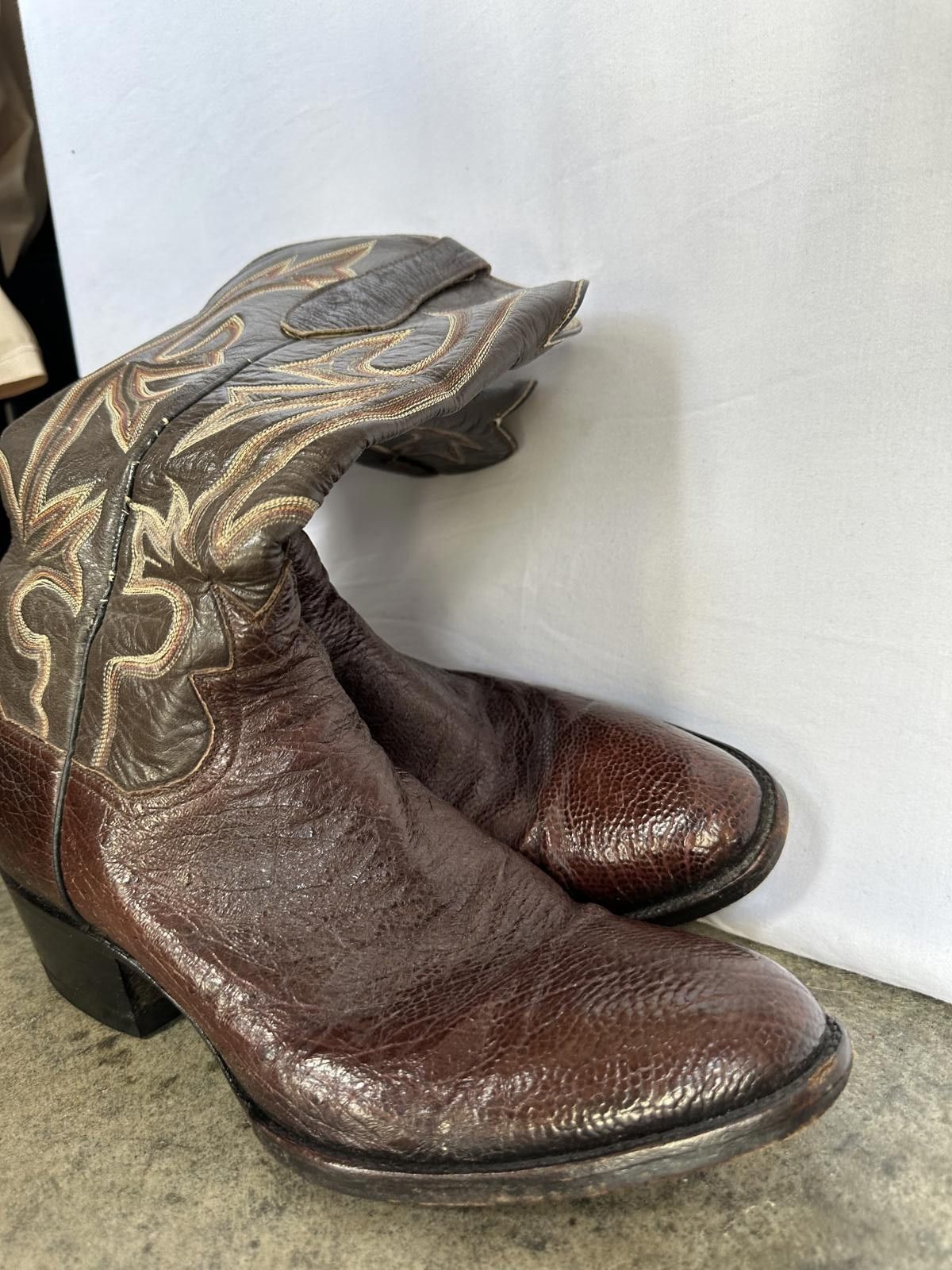 Other Vintage Owner Made Crown Cowboy Boots - Rich Brown Leather Size US 11 / EU 44 - 7 Thumbnail