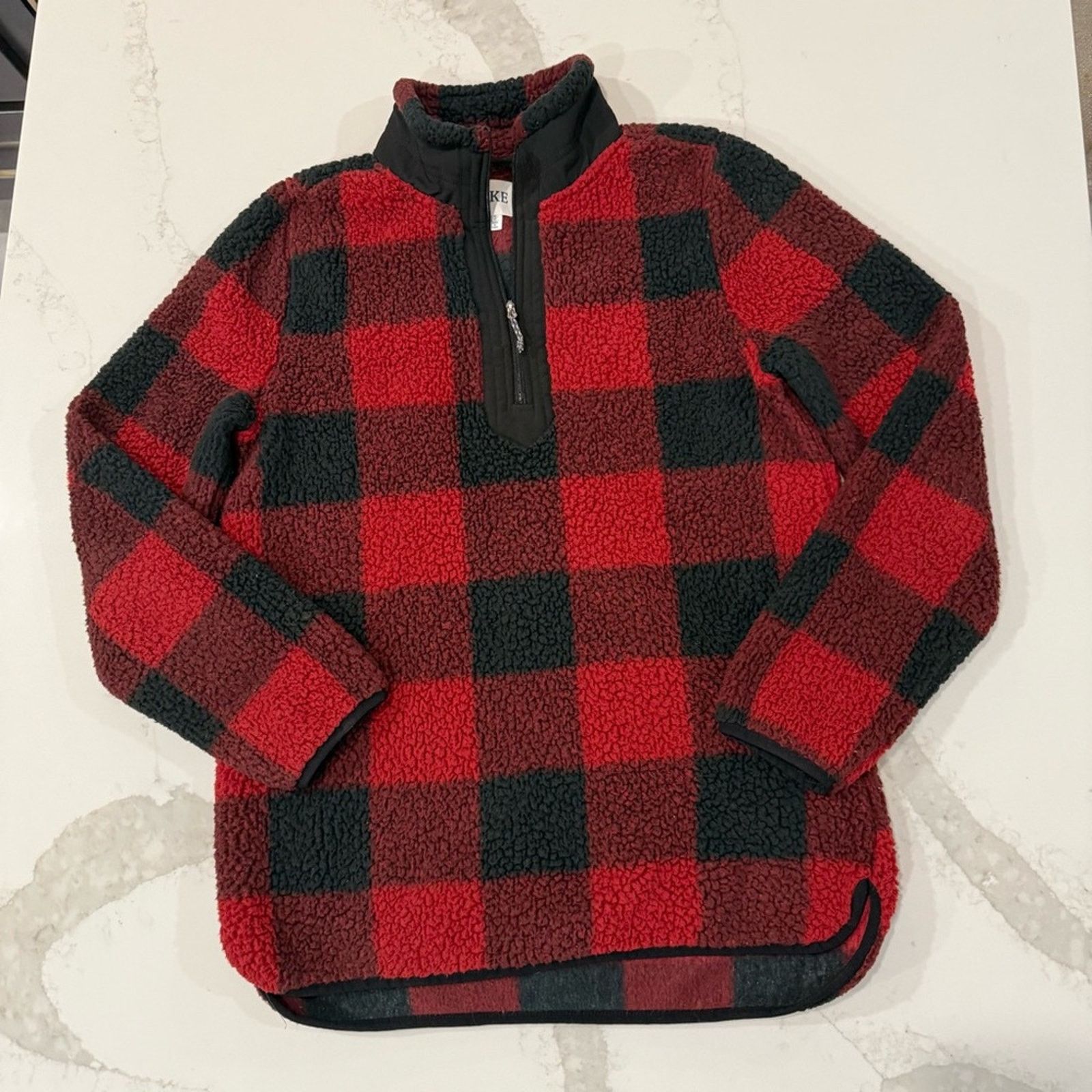 BKE BKE Buffalo Plaid Check Half Zip Sherpa Sweater Womens Small Size S / US 4 / IT 40 - 1 Thumbnail