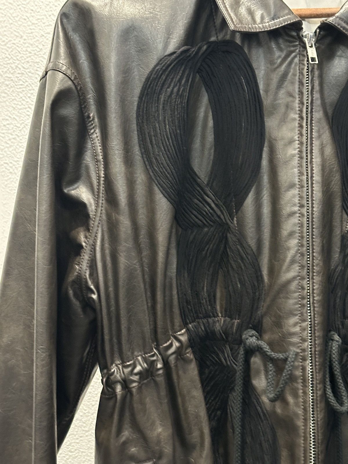 Song For The Mute Applique Faux Leather Gathered Jacket Size S / US 4 / IT 40 - 2 Thumbnail