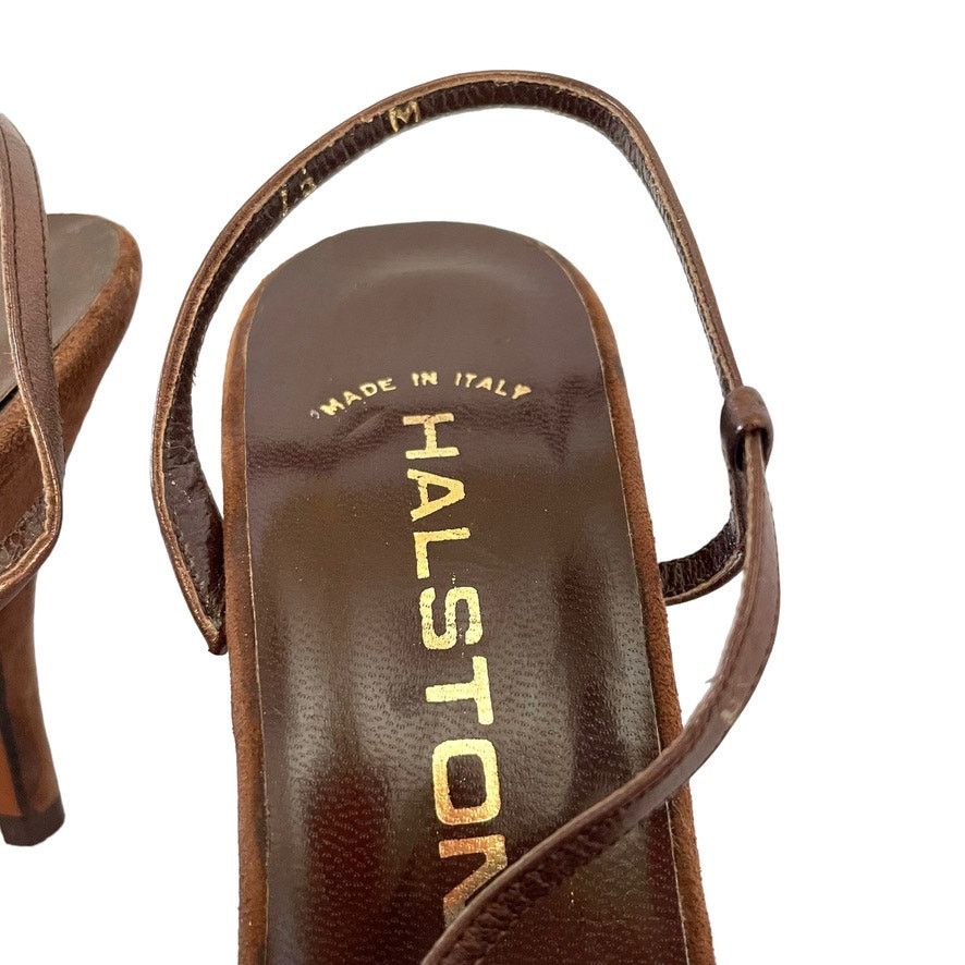 Halston × Vintage NWOT Halston Vintage Brown Suede Leather Slingback Heels Size US 7.5 / IT 37.5 - 4 Thumbnail