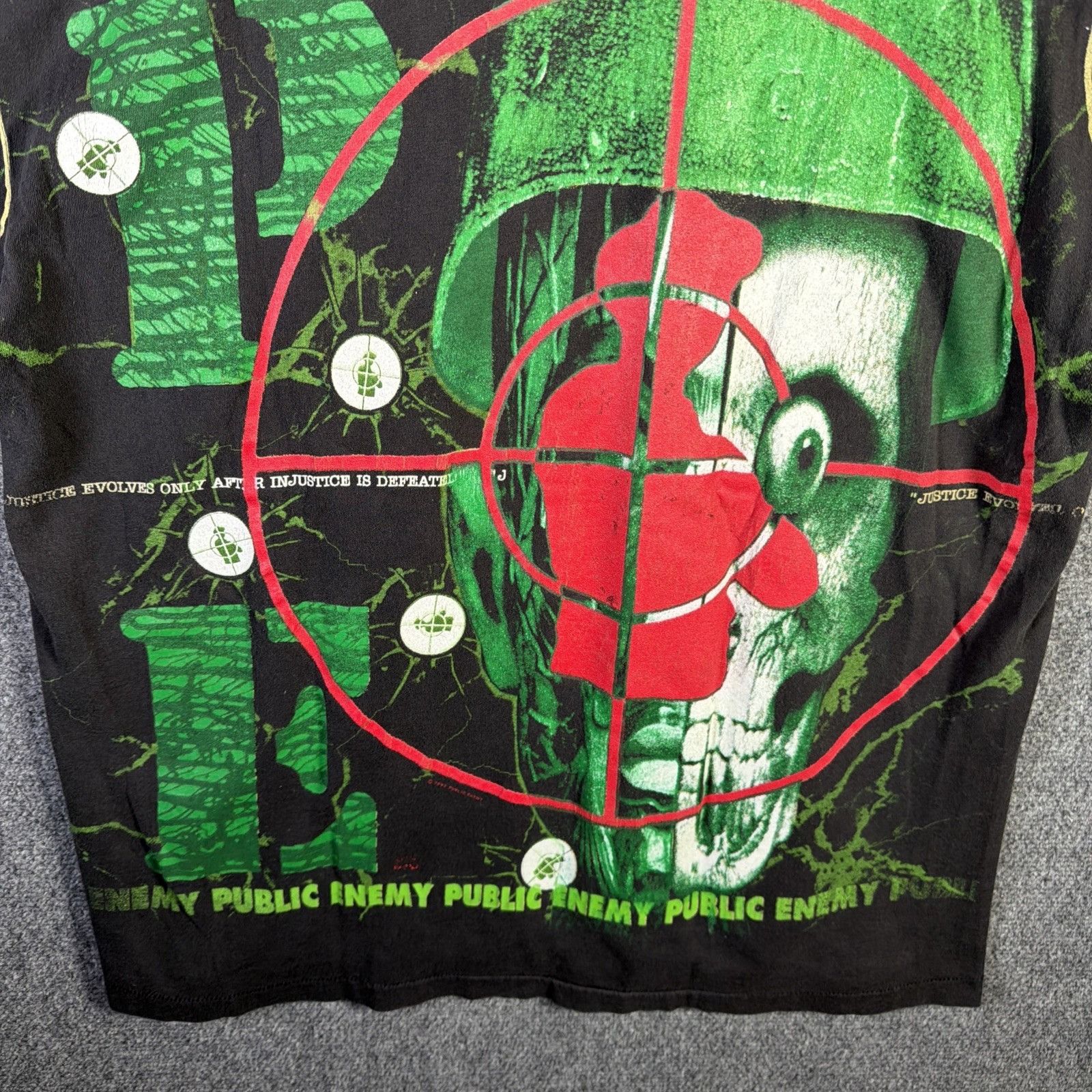 Band Tees Vintage Public Enemy Shirt Mens XL Black 90s AOP Skull Rare Size US XL / EU 56 / 4 - 11 Thumbnail