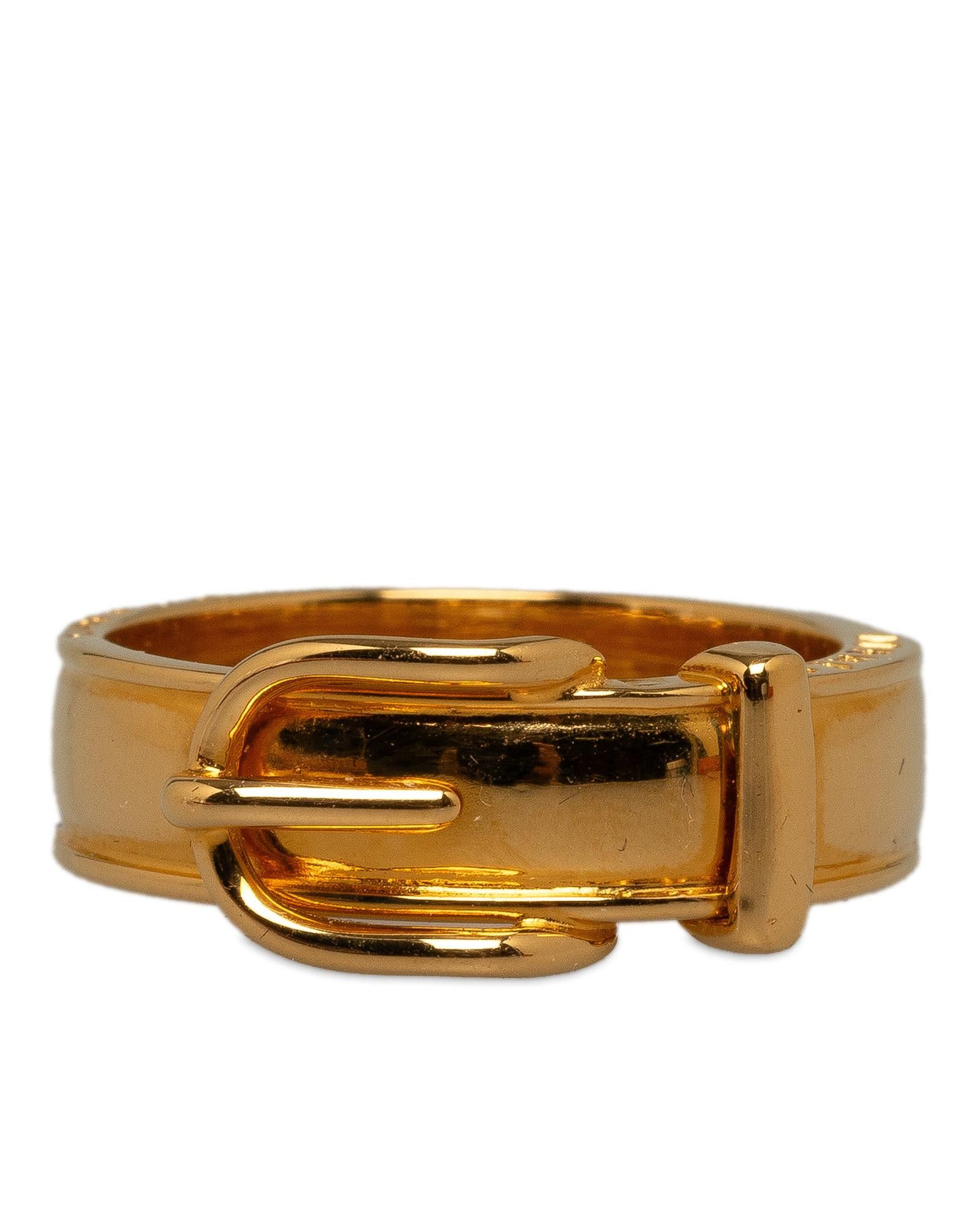 image of Hermes Gold-Tone Belt Buckle Scarf Ring, Women's