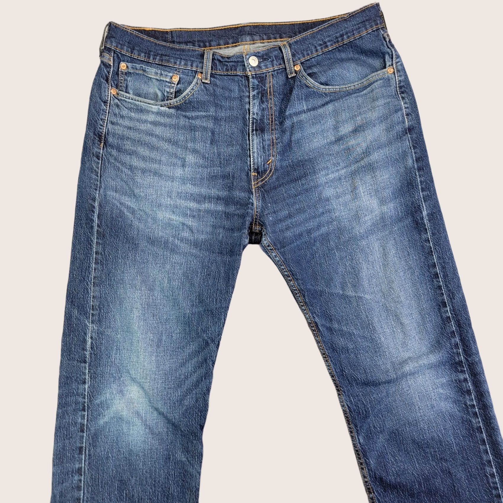 Levi's Levi's 505 Jeans Mens 36x32 Blue Regular Fit Straight Denim Distressed Stretch Cotton Blend Logo Back Pockets ZIP Fly 5-Pocket Regular 36x32 Mens Size US 36 / EU 52 - 1 Thumbnail