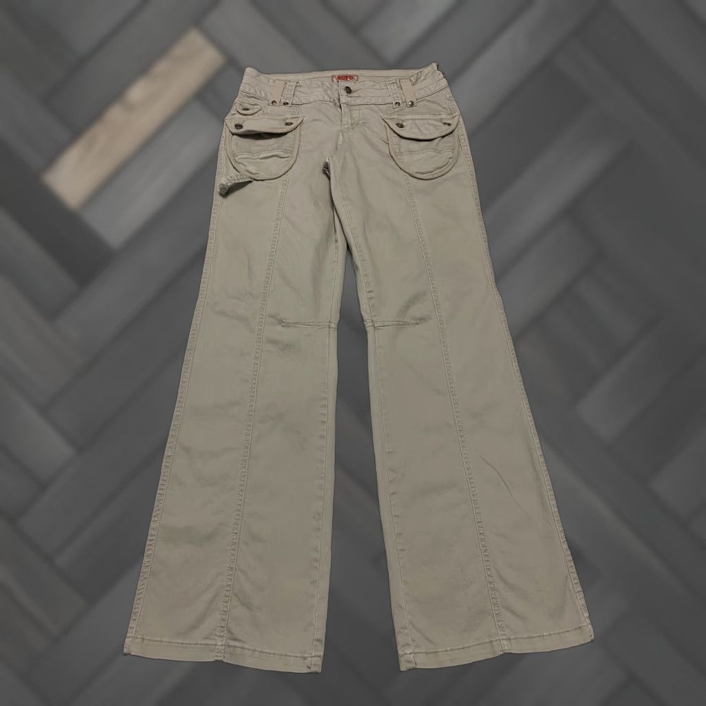 Vintage No Boundaries Women's Pants Juniors Size 9 Beige Wide Leg Stretch Size 28" / US 6 / IT 42 - 1 Thumbnail