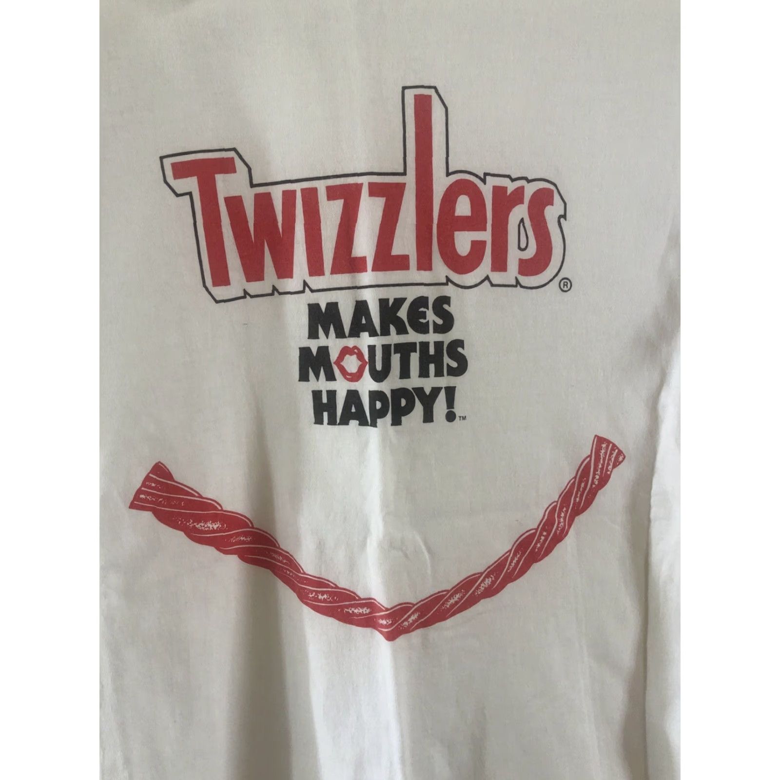 Russell Athletic VINTAGE 1990s Twizzlers Makes Mouths Happy Logo Spell Out Candy Tee T-Shirt Sz M Russell Athletic Men White 90s Logo T-Shirt M Men Size US M / EU 48-50 / 2 - 2 Thumbnail
