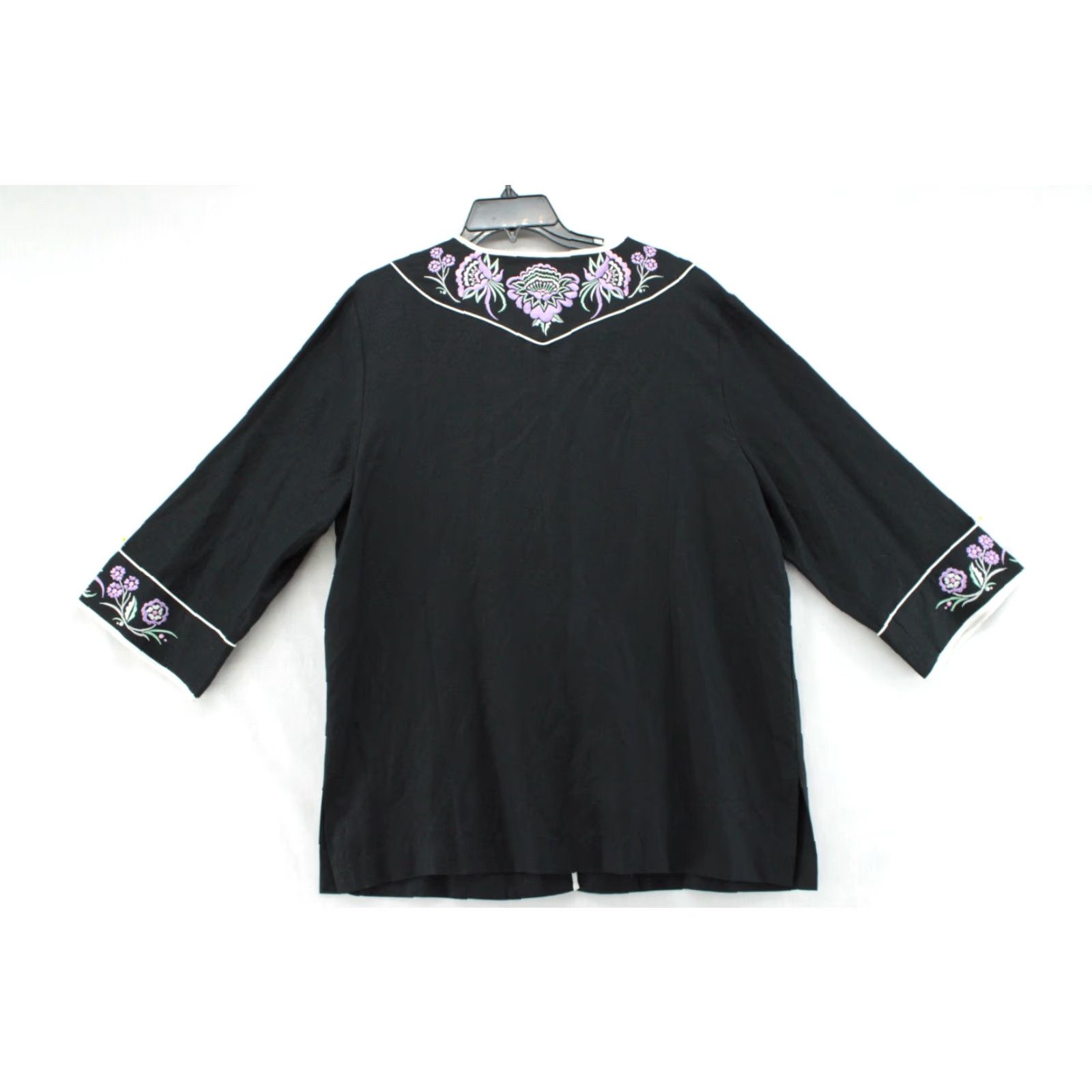 Bob Mackie VINTAGE Bob Mackie Wearable Art Womens Large Jacket Black Embroidered Linen Blend Size L / US 10 / IT 46 - 4 Thumbnail