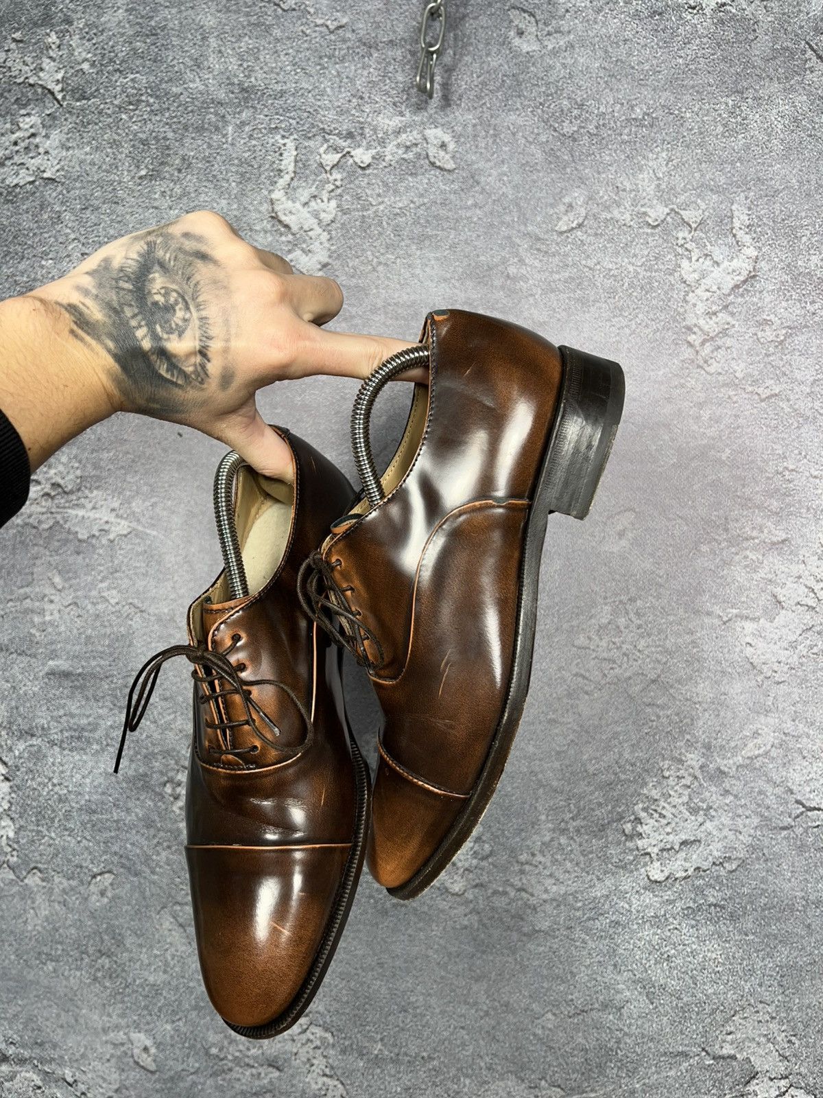 Scarosso Brown Leather Casual Oxford Shoes Size 41