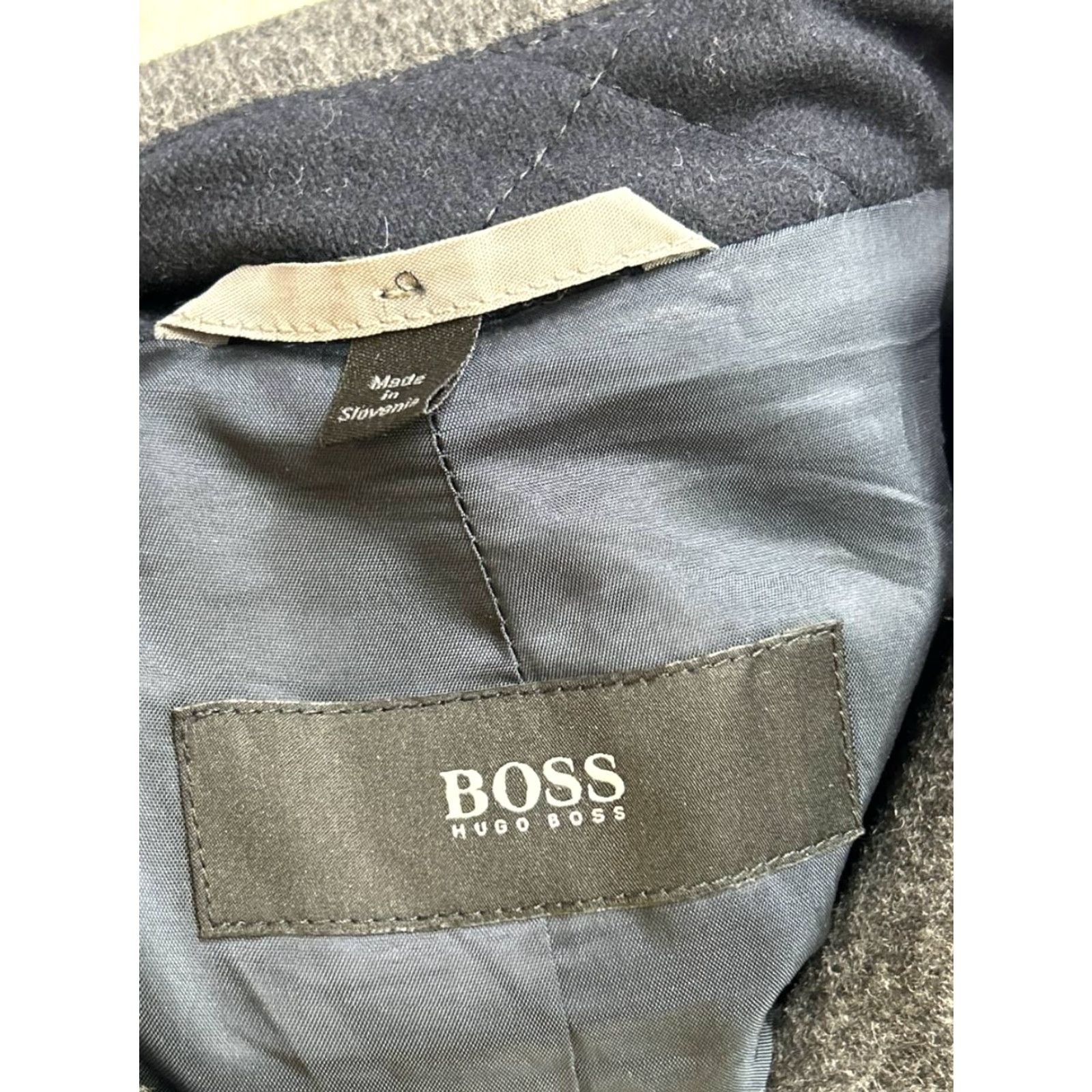 Hugo Boss HUGO BOSS Overcoat Mens 40 R Blue Wool Quilted Long Coat Winter Fall Business Casual Regular Insulation Wool Pattern Solid Jacket/Coat Stripes? Size US XXS / EU 40 - 3 Thumbnail
