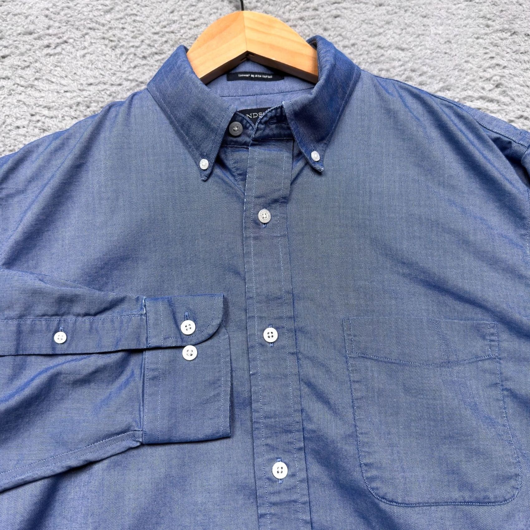 Lands' End Lands End Mens Shirt Blue Button Down Oxford Non Iron Pocket Preppy 15.5 32 Size US L / EU 52-54 / 3 - 2 Thumbnail