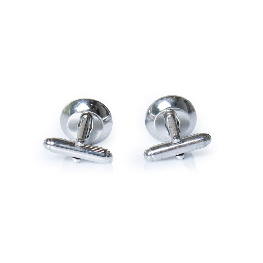 Prada Prada, silver toned and black leather cufflinks Size ONE SIZE - 2 Thumbnail
