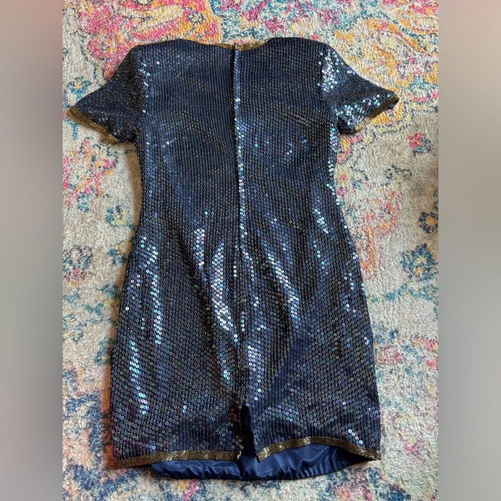 Designer Vintage Night Vogue Silk Sequin Beaded Dress Size L / US 10 / IT 46 - 2 Thumbnail