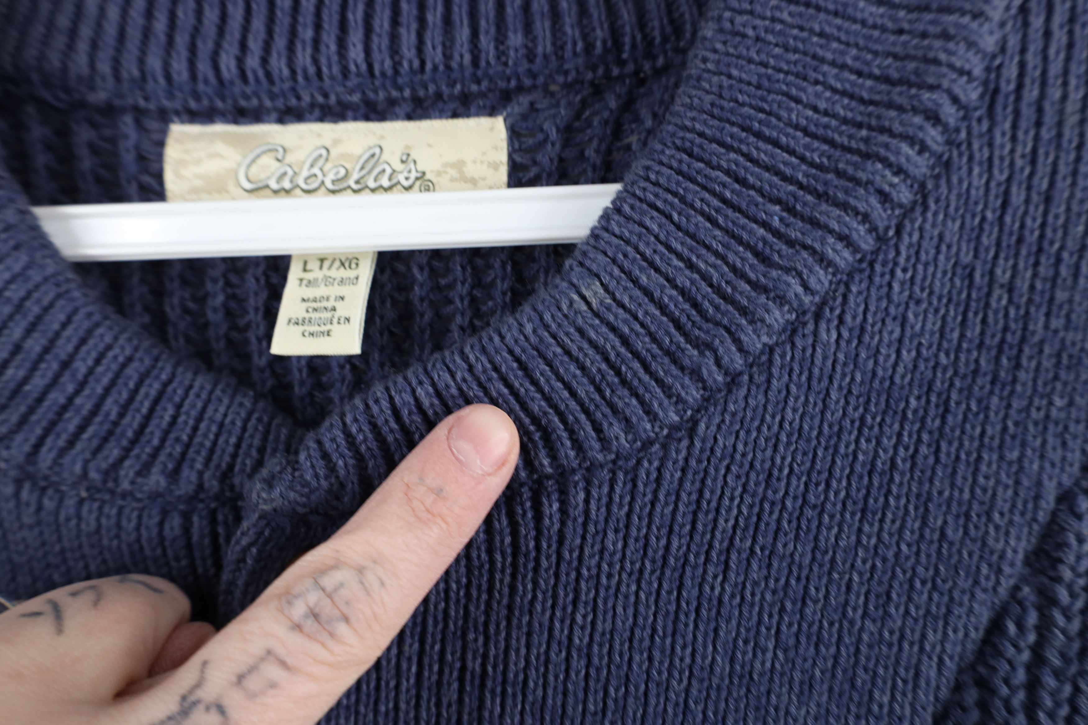 Cabelas × Vintage Vintage Cabelas Blank Cotton Ribbed Knit Henley Sweater Blue Size US L / EU 52-54 / 3 - 5 Thumbnail
