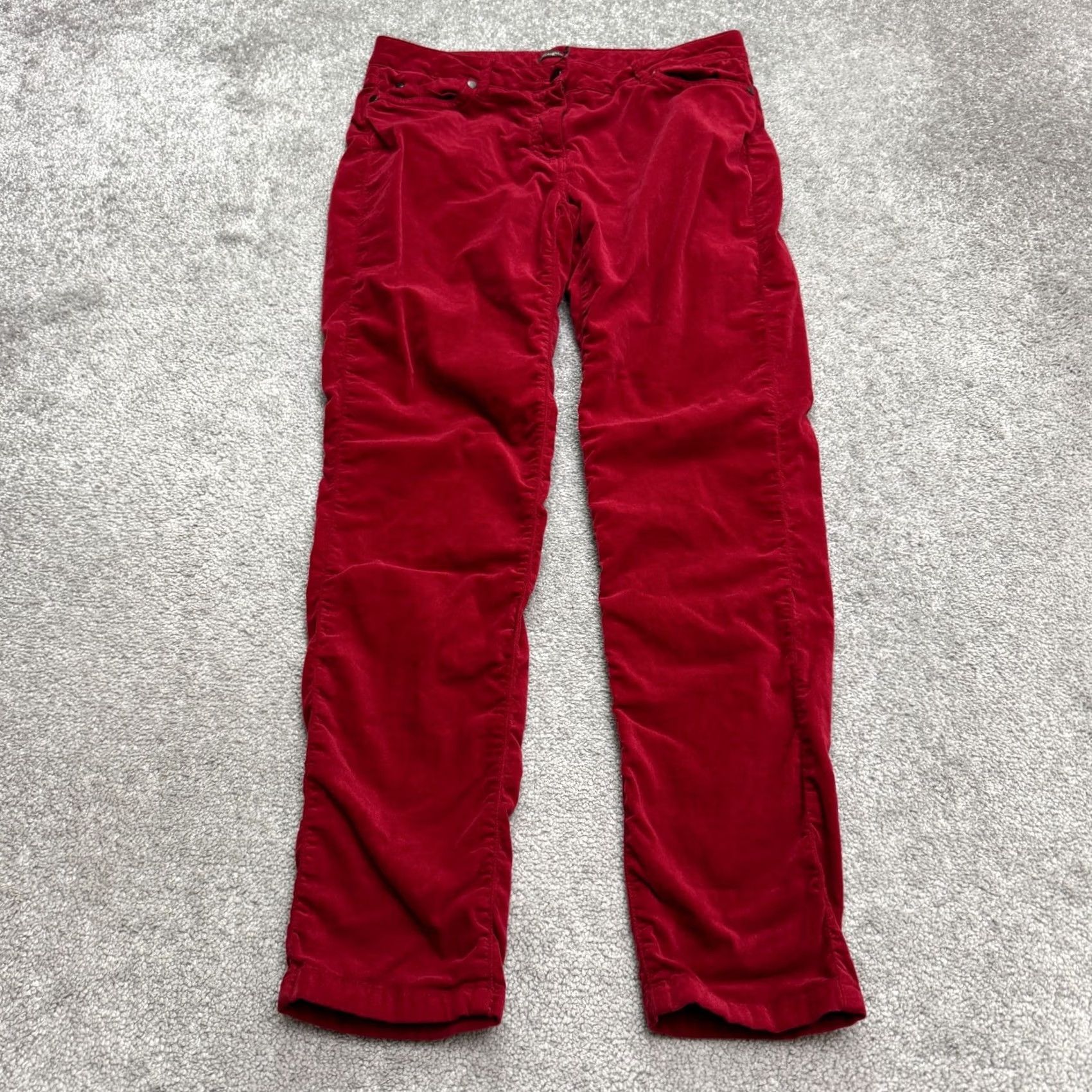 J.McLaughlin J.Mclaughlin Velvet Watson Skinny Ruched Leg Pants Women 8 Red Mid Rise 5-Pocket Jeans Chino Fit Regular Women's Pants Size 30" / US 8 / IT 44 - 2 Thumbnail