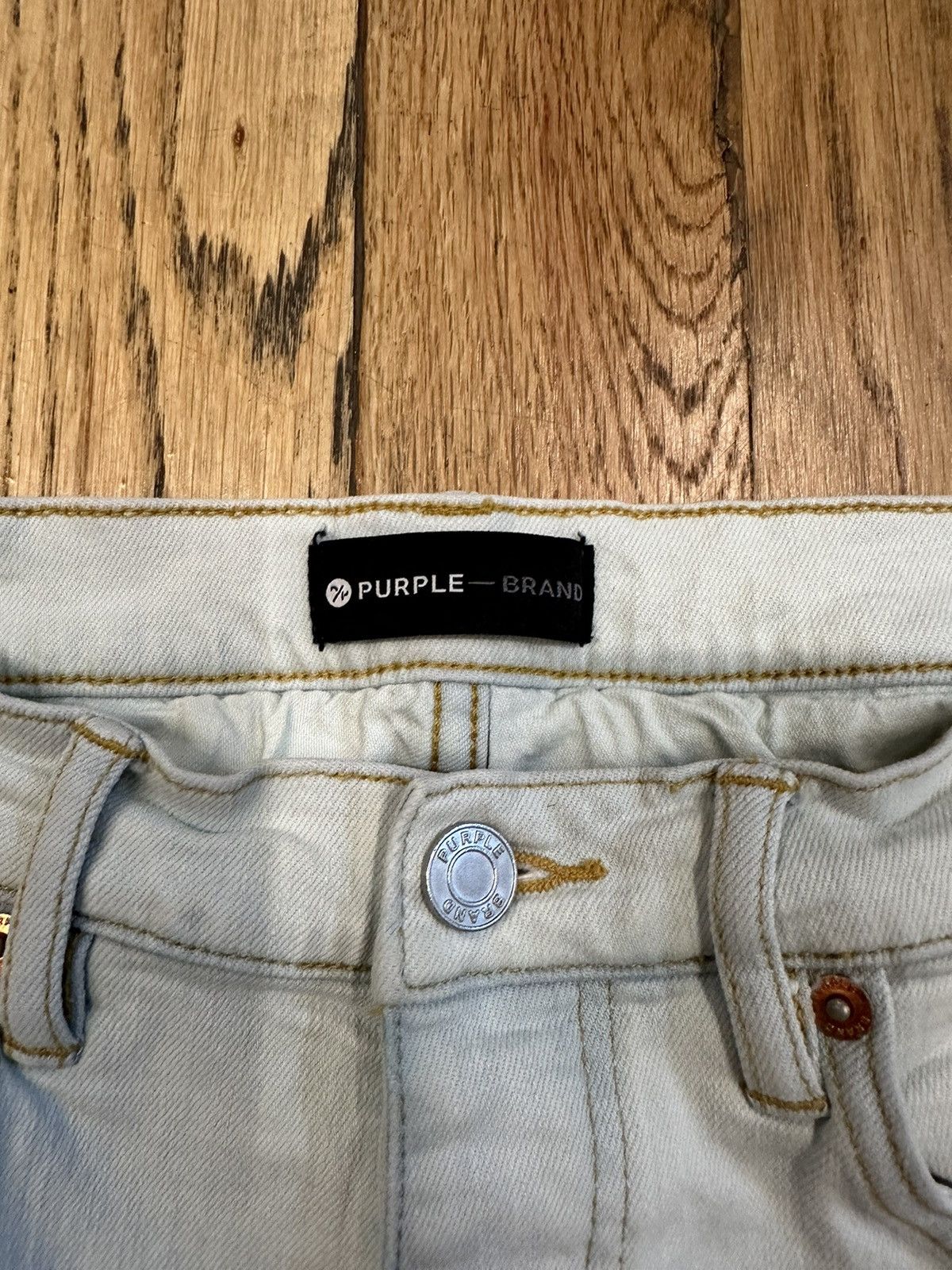 Purple Brand Purple Brand Stitched Holed Blue Lightwash Denim Size 30 Size US 30 / EU 46 - 4 Thumbnail