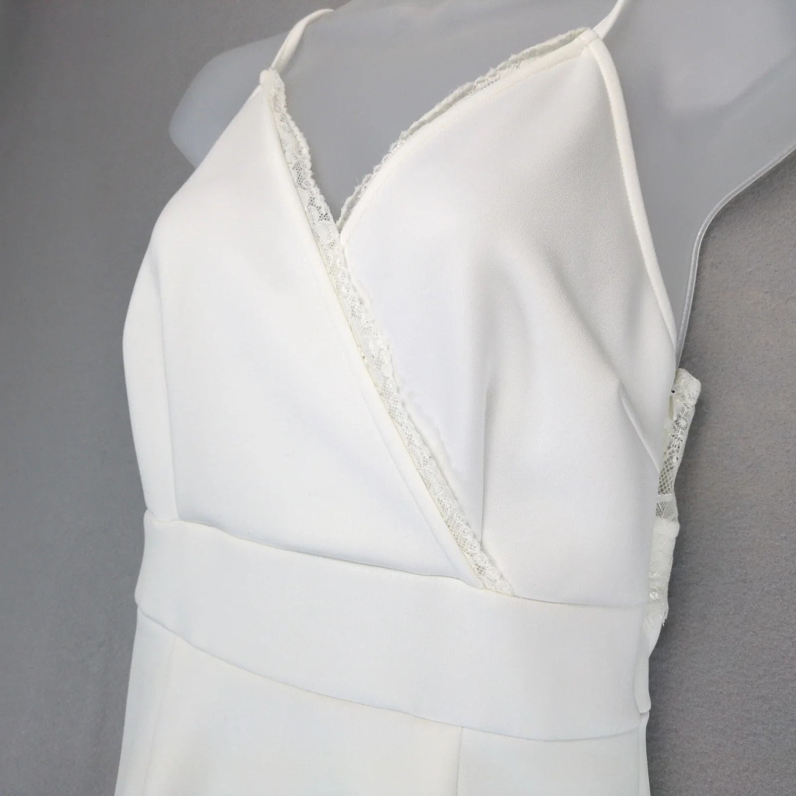 Venus Venus White Wrap V-Neck Bodycon Dress Sz 6 Lace Trim Scuba Size M / US 6-8 / IT 42-44 - 3 Thumbnail