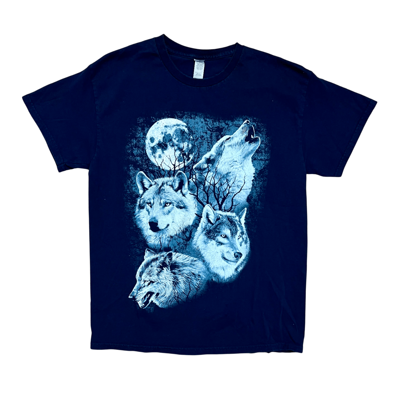 Other Three Wolves & The Moon Navy Blue & White Graphic T-Shirt Size US M / EU 48-50 / 2 - 1 Thumbnail