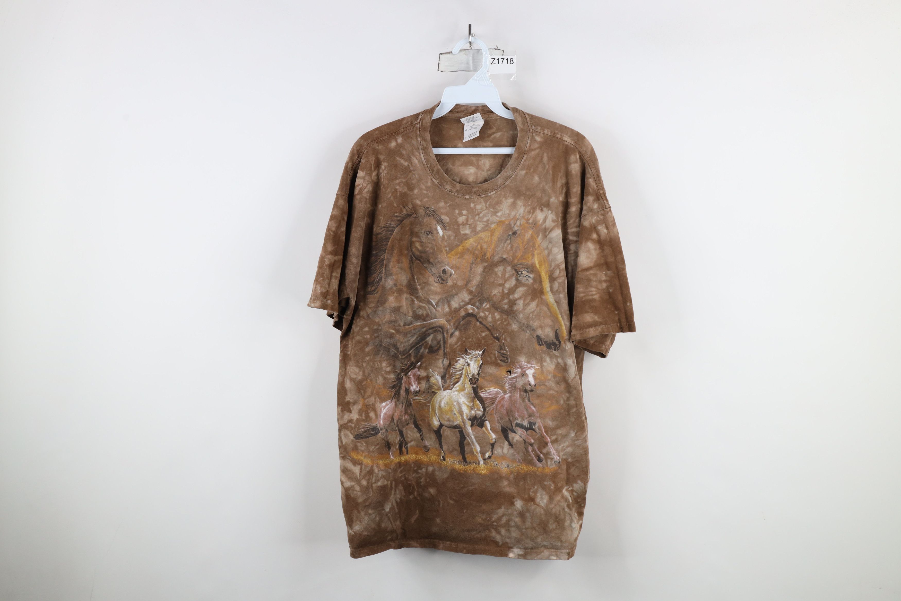 Vintage Vintage 90s Y2K Streetwear Equestrian Wash T-Shirt Brown Size US XL / EU 56 / 4 - 1 Thumbnail