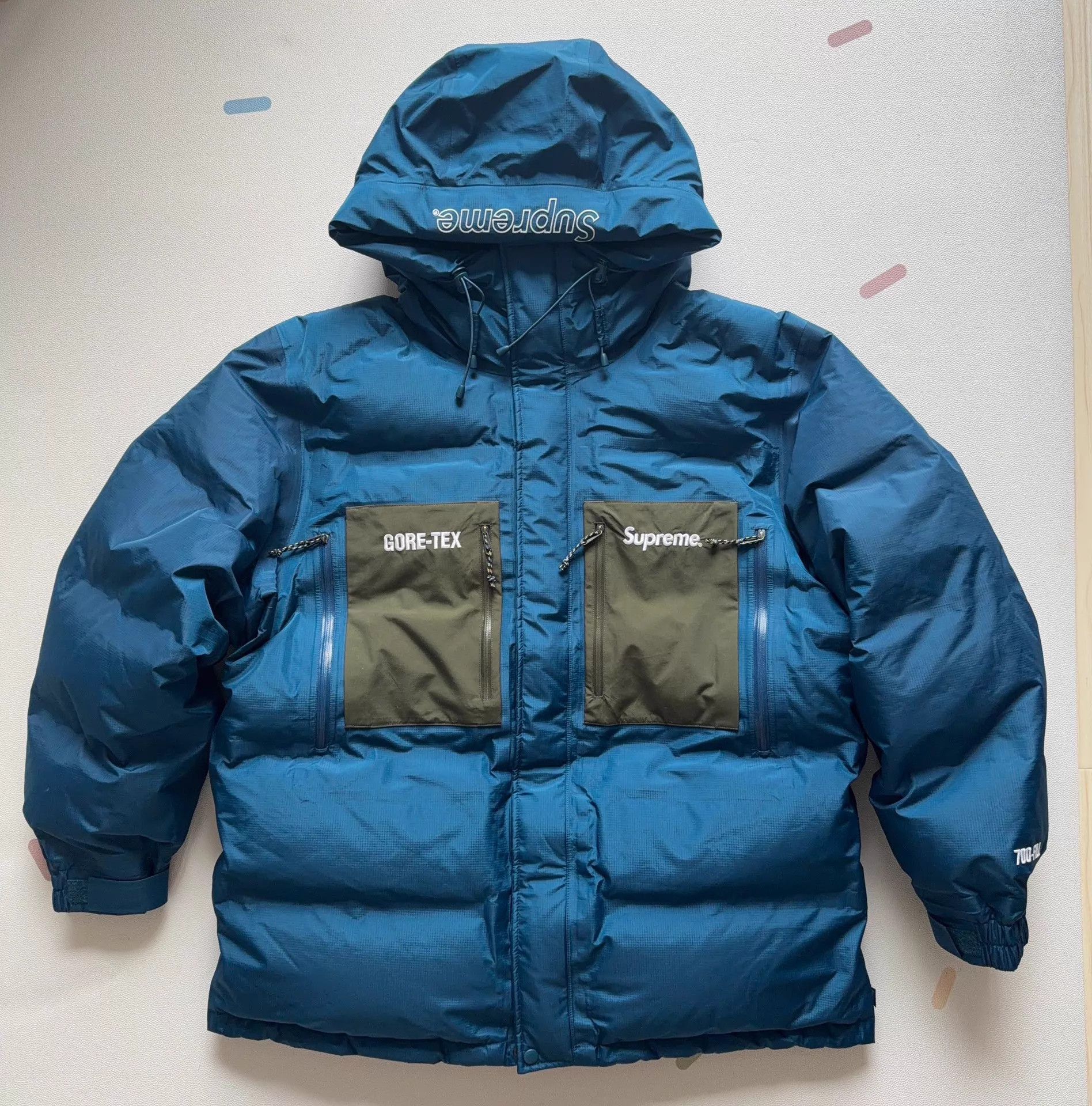 Supreme Blue Puffy Hooded Jacket with Front Pockets - L Size US L / EU 52-54 / 3 - 1 Thumbnail