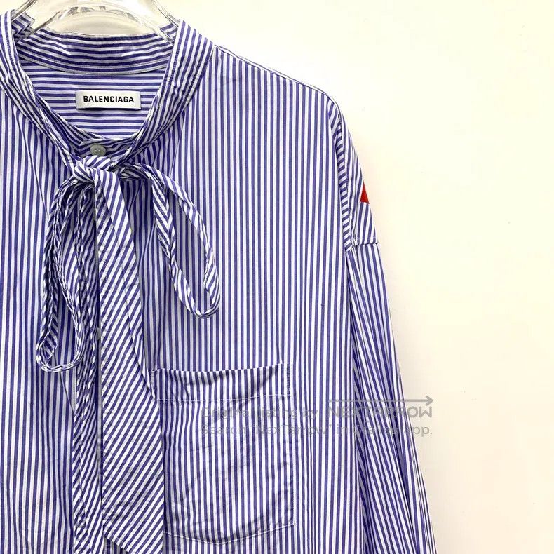 Balenciaga Balenciaga Blue striped back lettering print cotton long-s Size XXS / US 00 / IT 34 - 3 Thumbnail