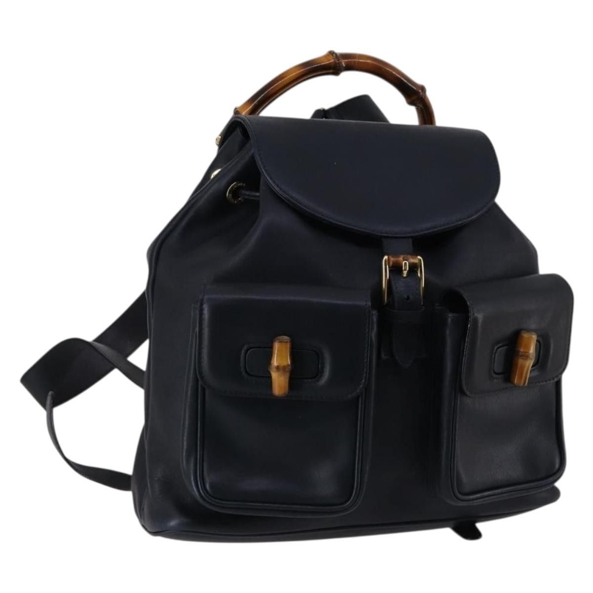 Gucci Gucci Vintage Bamboo Backpack Leather Size ONE SIZE - 1 Thumbnail