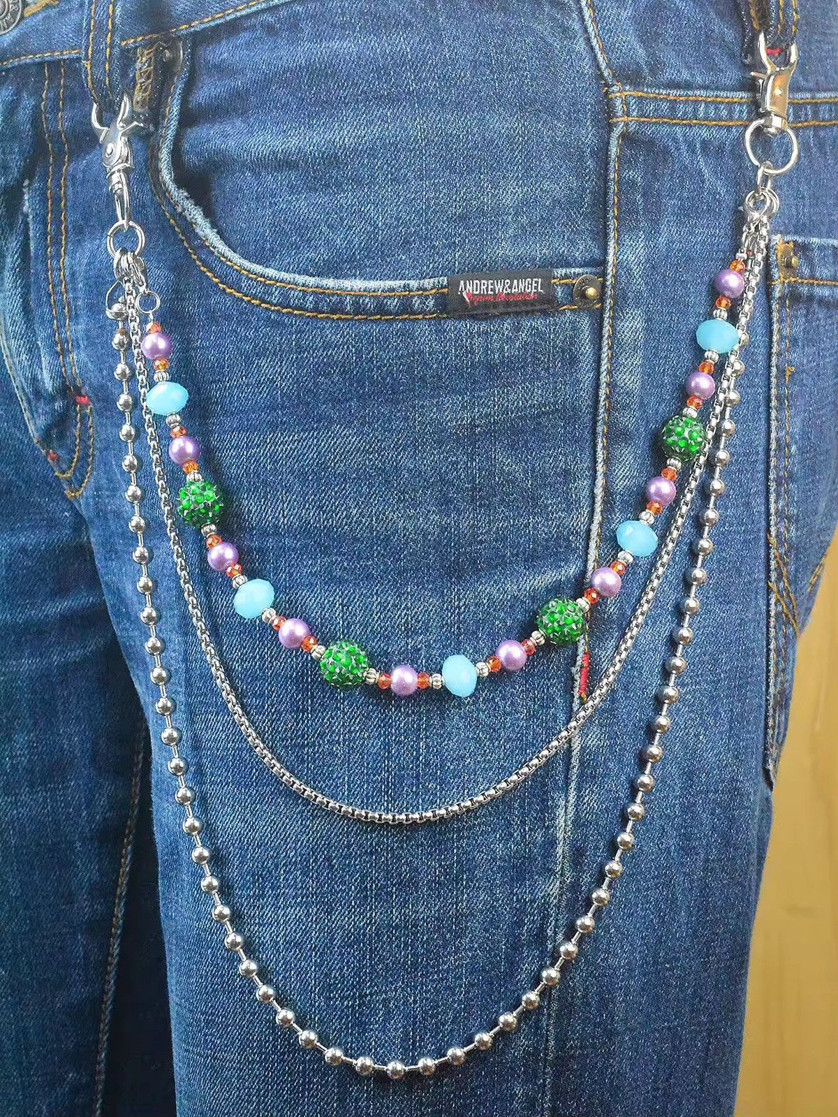 Other 3 layer colourful beaded Pants Chain Size ONE SIZE - 1 Thumbnail
