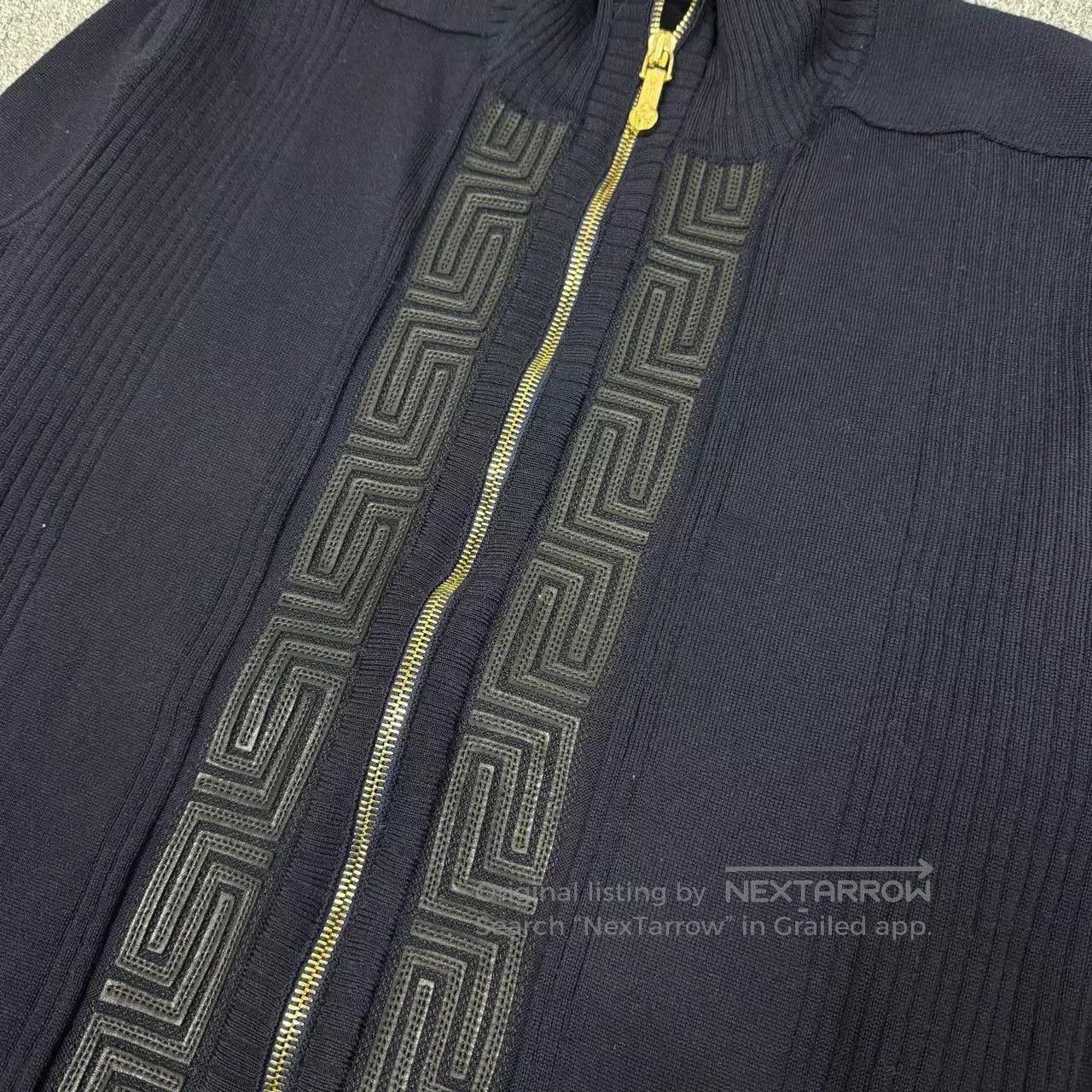 Versace Versace Leather Trim Knit Zip Jacket. Size US M / EU 48-50 / 2 - 3 Thumbnail