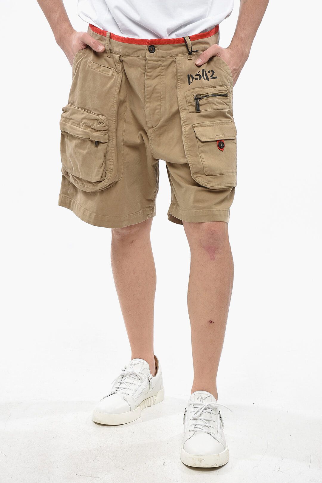 Dsquared2 Stretch Cotton Cargo Shorts with Contrast Trim Size US 32 / EU 48 - 1 Thumbnail