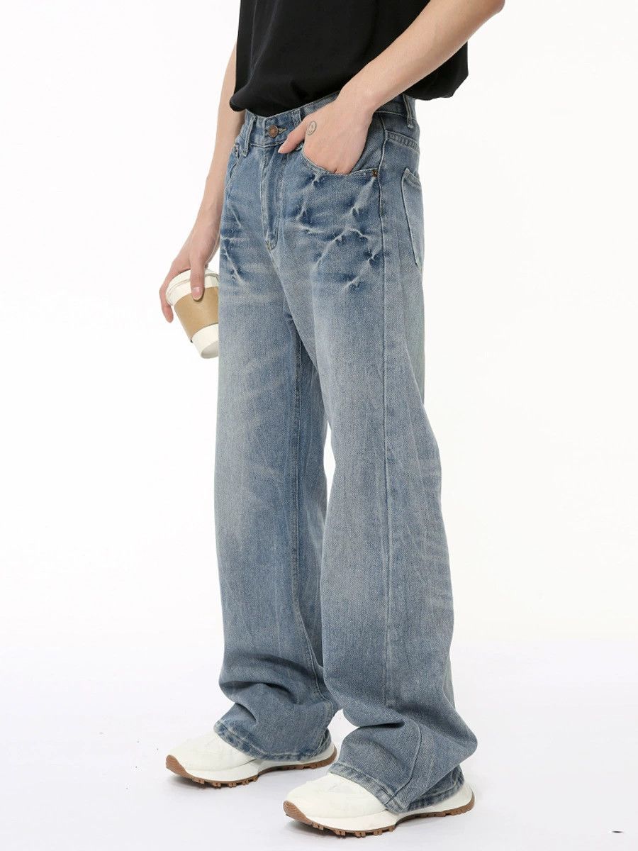 Jean Washed light blue lightning pattern high street jeans y2k Size US 32 / EU 48 - 3 Thumbnail
