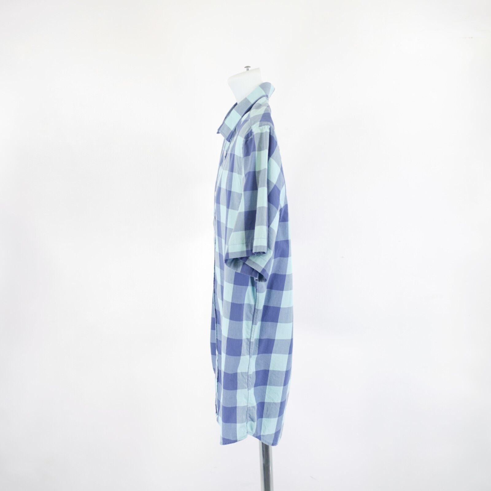 UNTUCKit UNTUCKit Blue Plaid Short Sleeve XL Collared Dress Shirt Size US XL / EU 56 / 4 - 4 Thumbnail