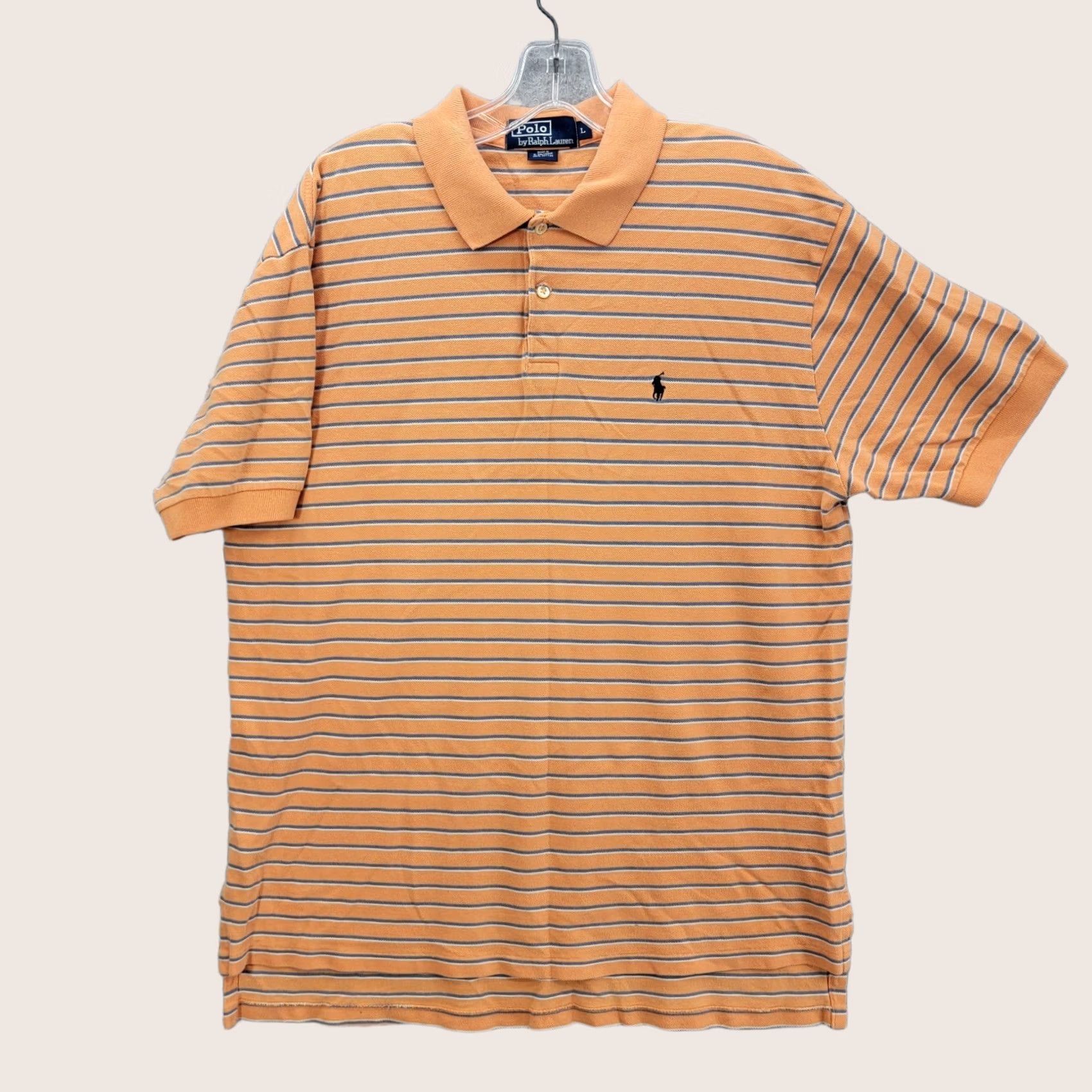Ralph Lauren VINTAGE Ralph Lauren Polo Sport Shirt Large Short Sleeve Adult Green Striped Polo 90s Logo Embroidered Men's Polo Shirt Size US L / EU 52-54 / 3 - 1 Thumbnail